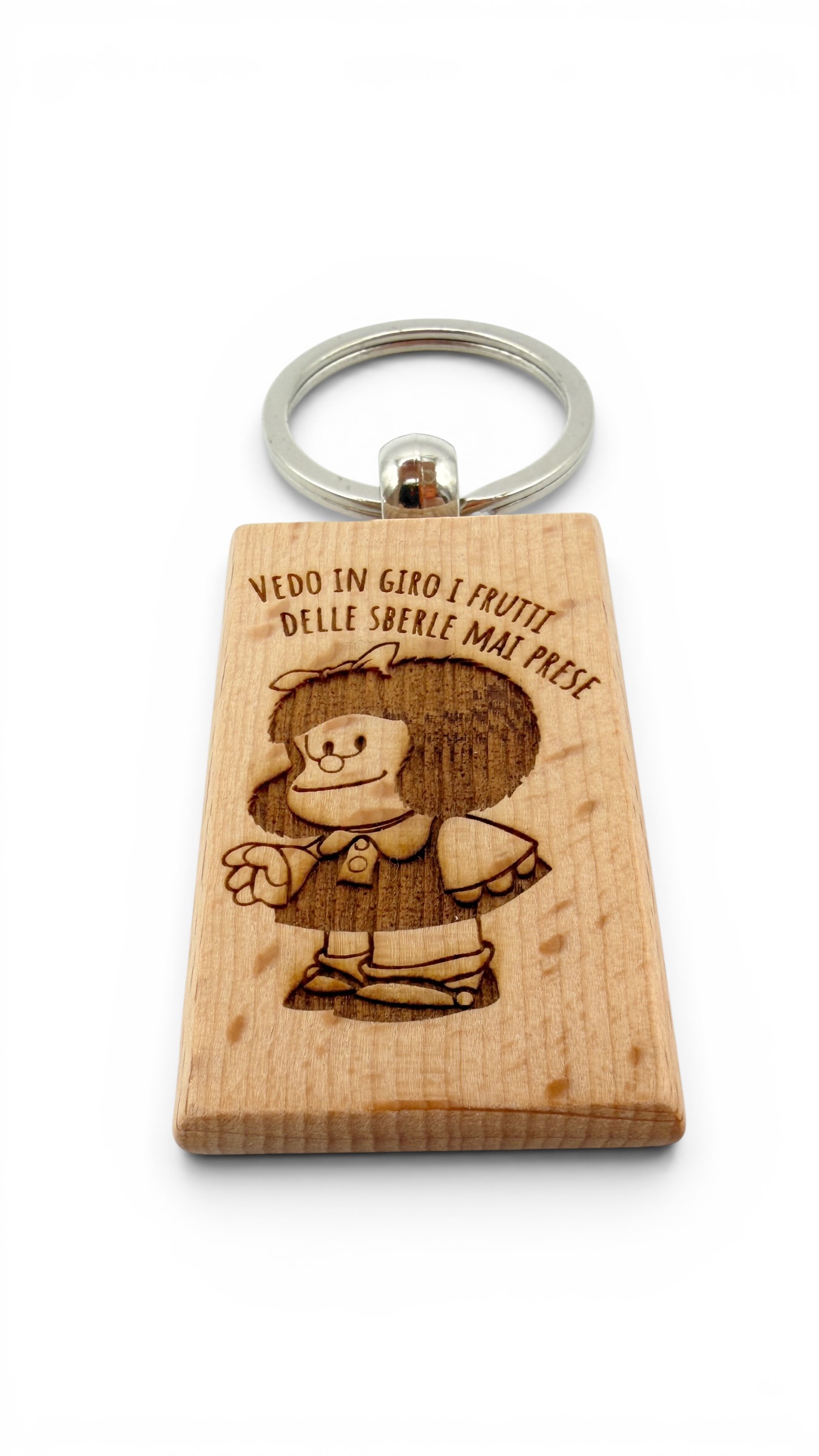 Mafalda - Portachiavi in legno inciso 