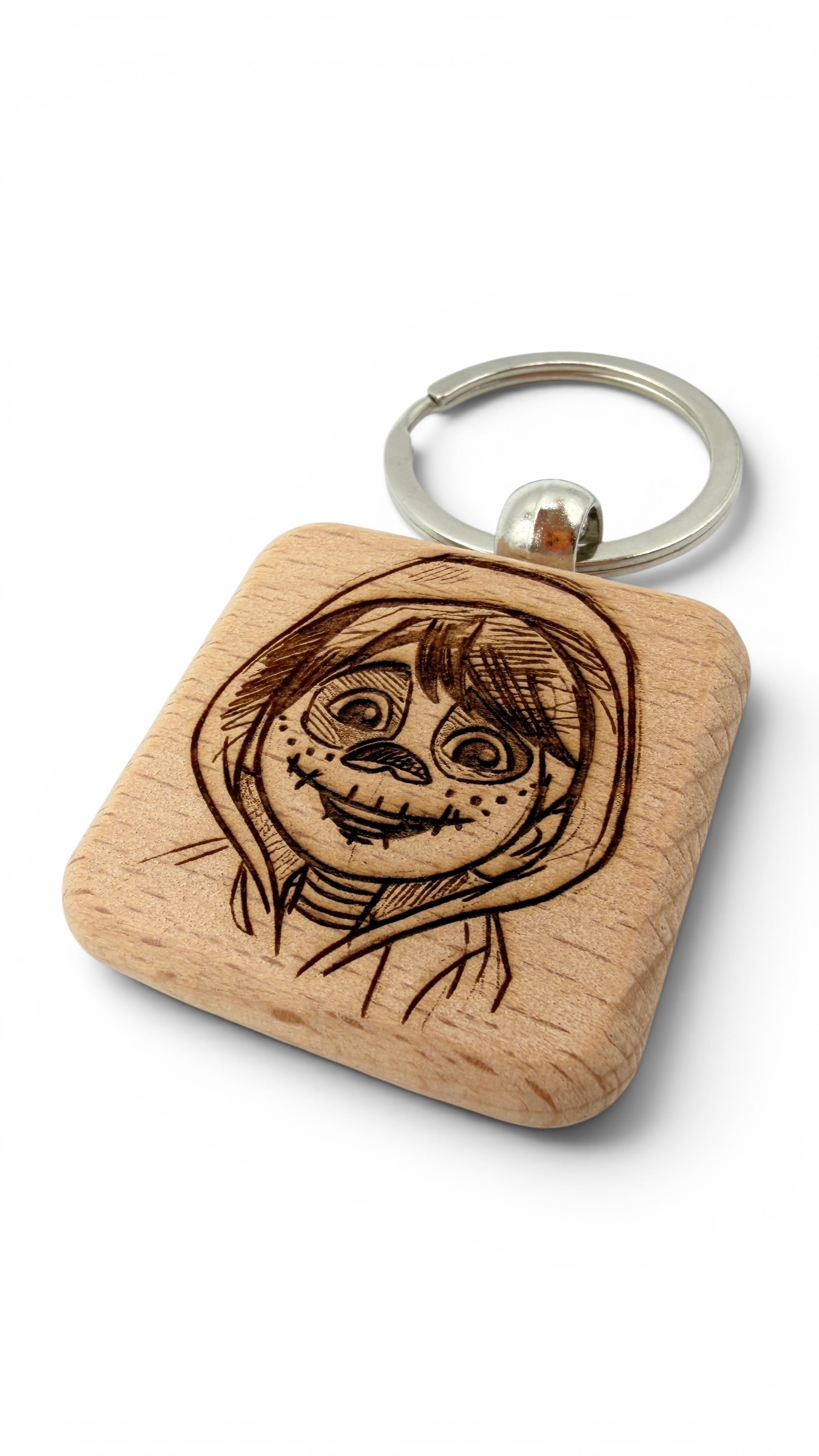 Coco - Portachiavi in legno inciso 