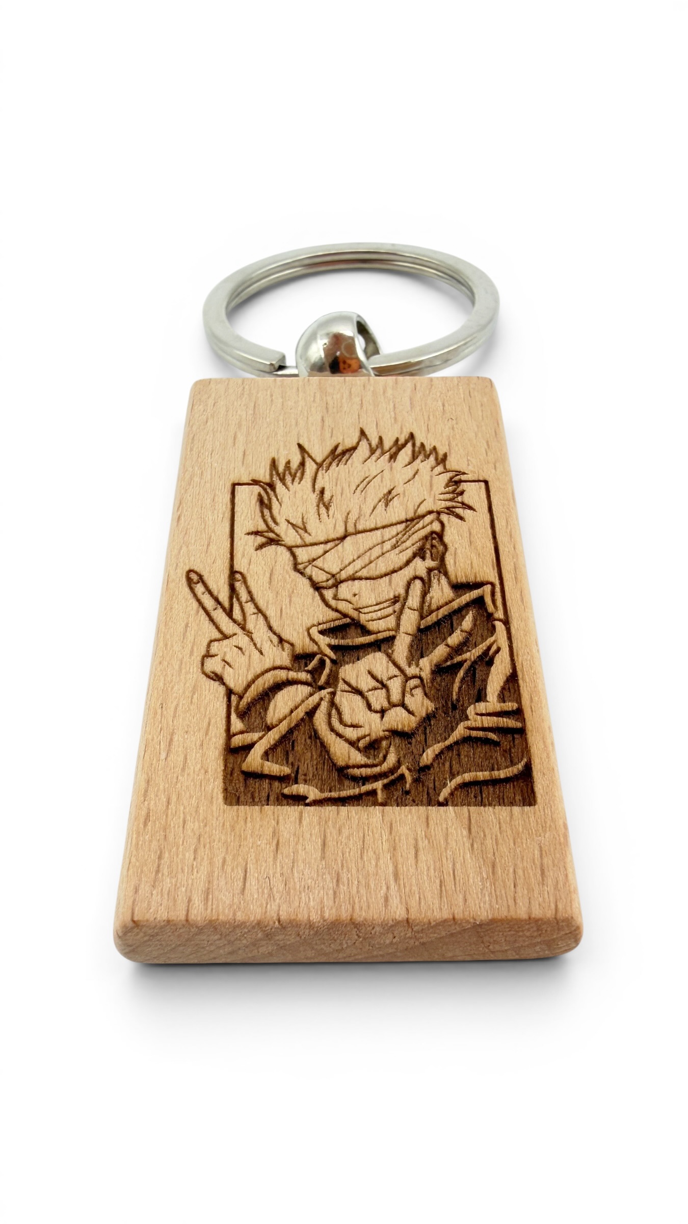 Gojo Jujutsu kaisen - Portachiavi in legno inciso 