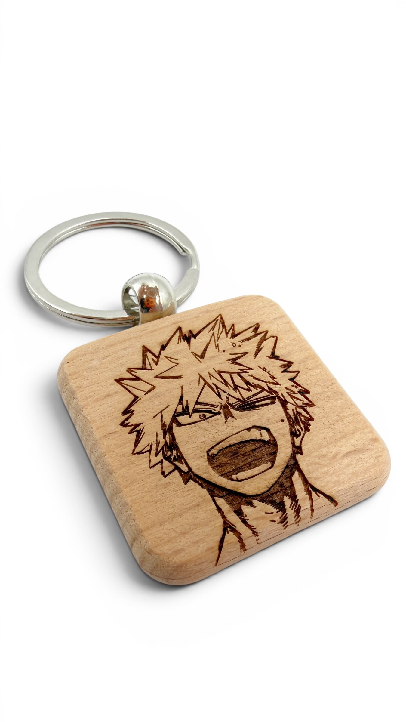 Bakugo Katsuki My hero accademia - Portachiavi in legno inciso 