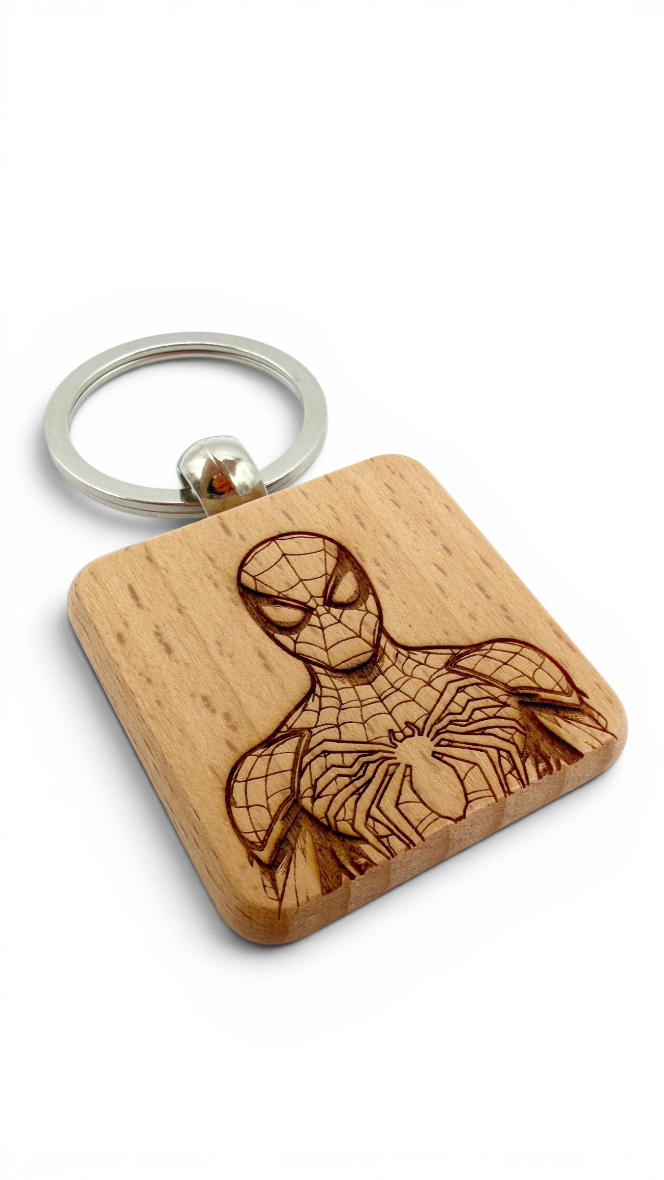 Spiderman - Portachiavi in legno inciso 