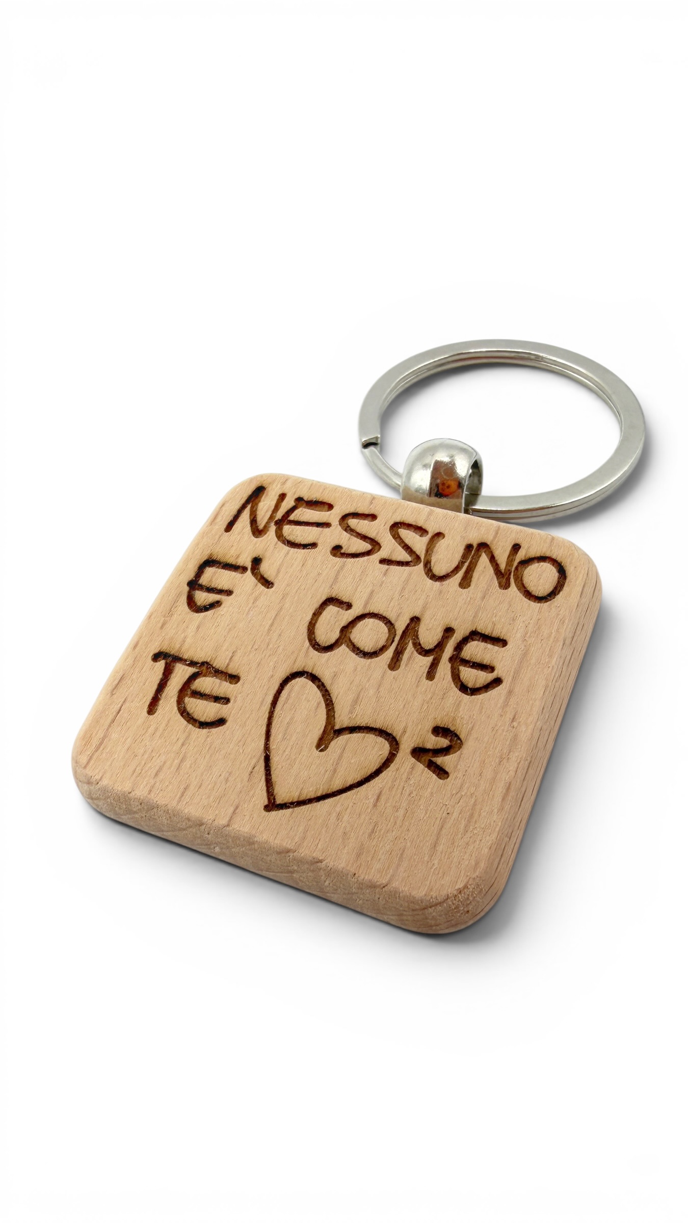 Nessuno è come te - Portachiavi in legno inciso 