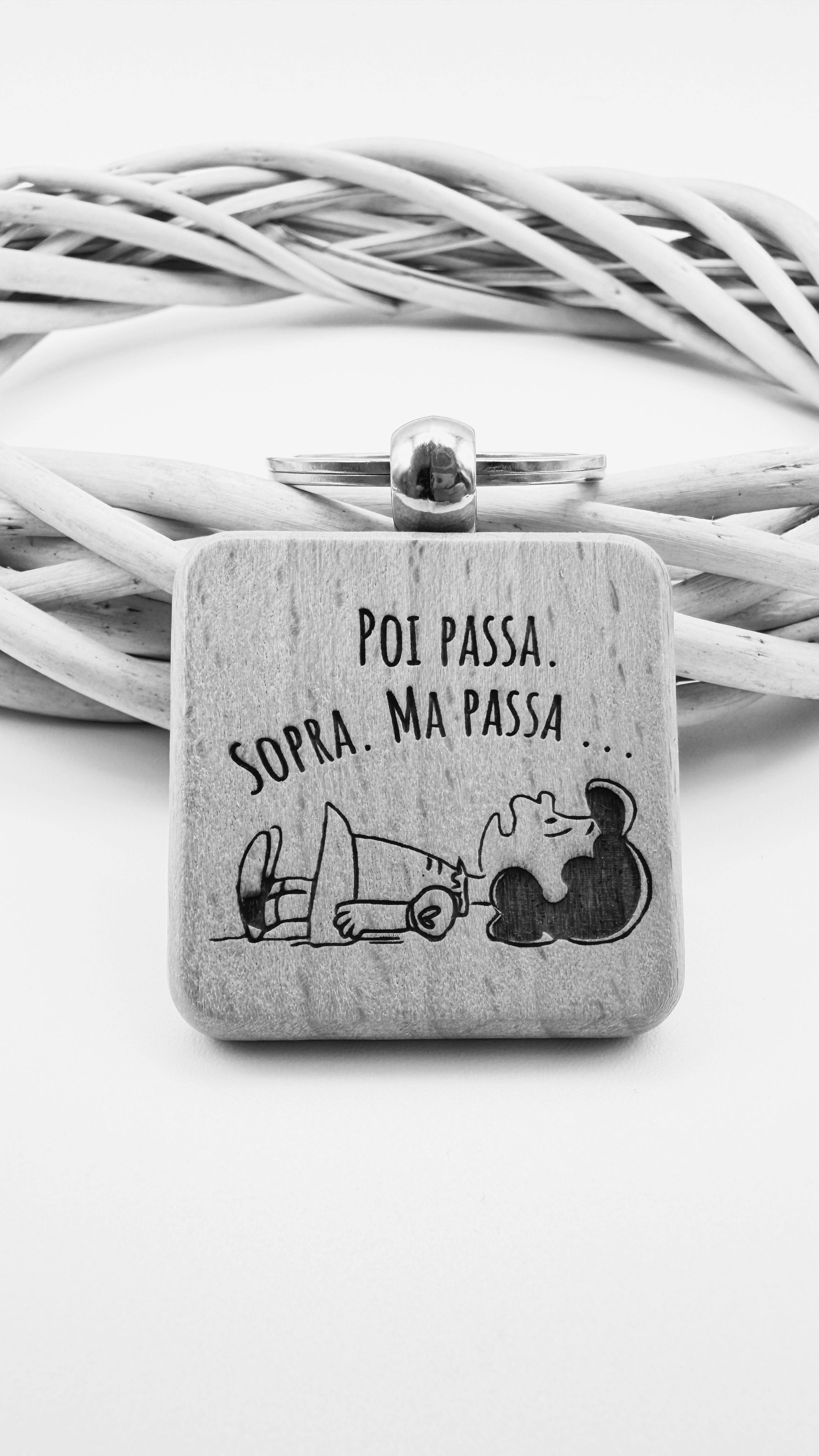 Lucy Snoopy - Portachiavi in legno inciso 