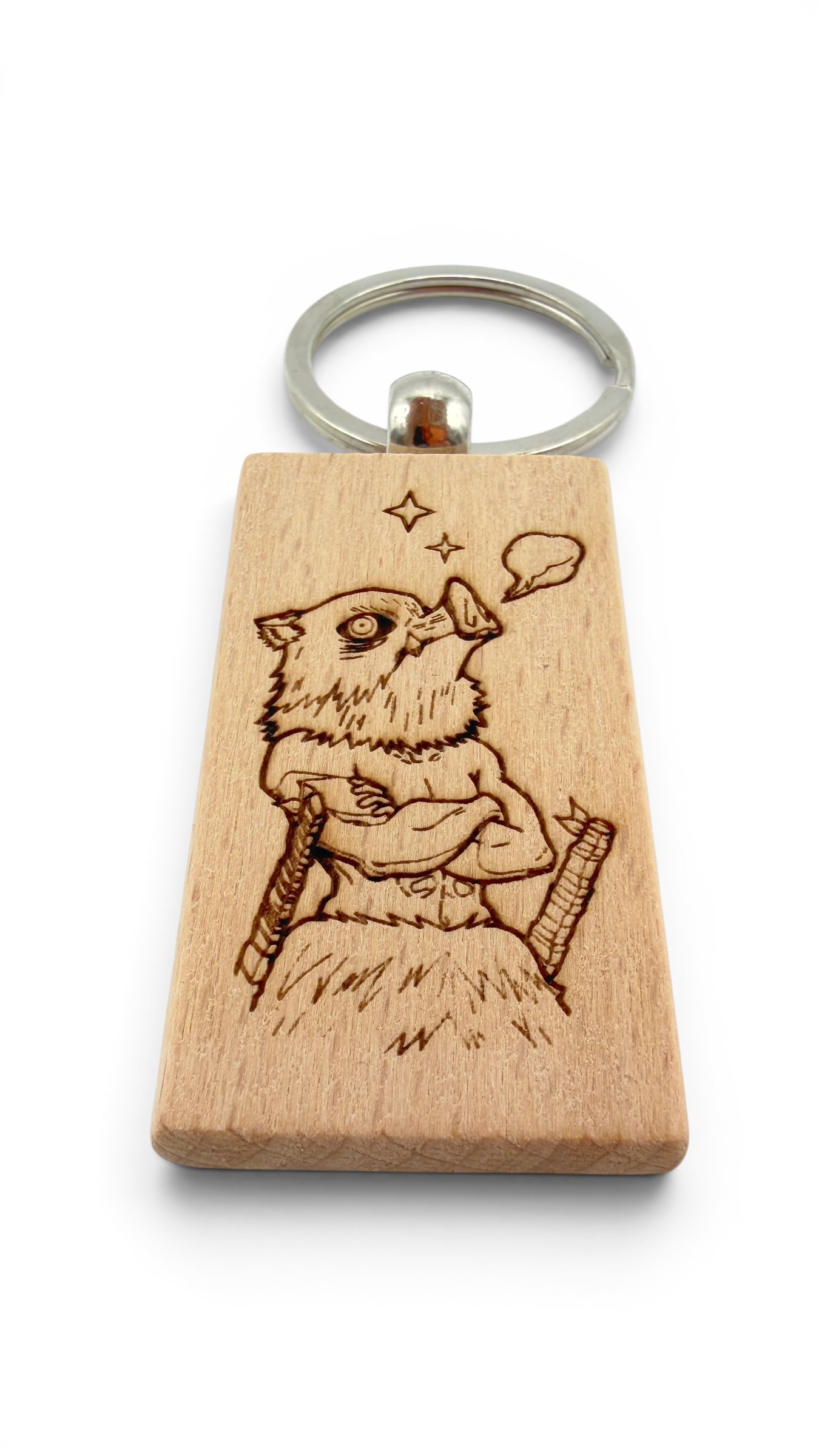 Inosuke Demon Slayer - Portachiavi in legno inciso 