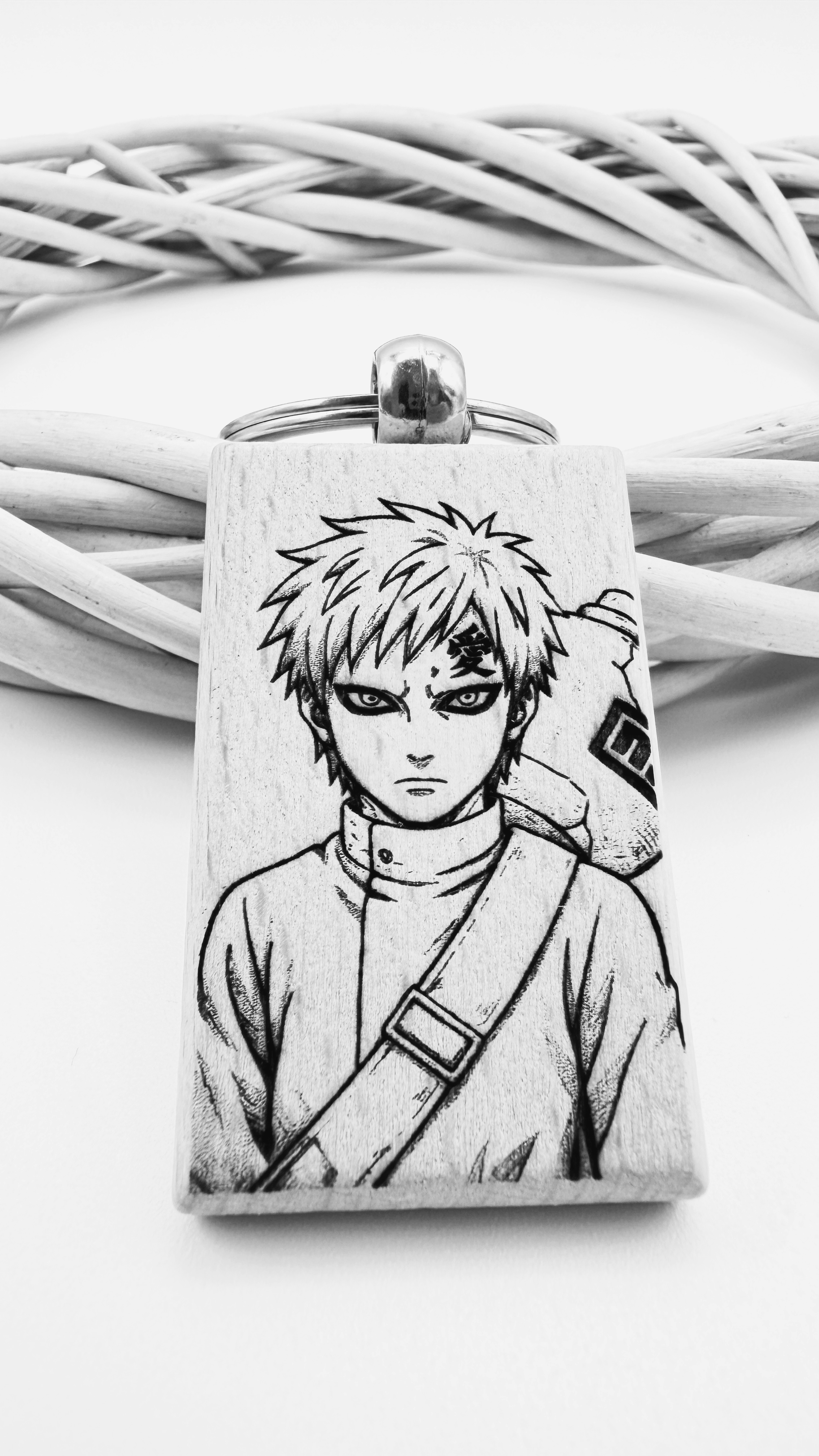 Gaara Naruto - Portachiavi in legno inciso 
