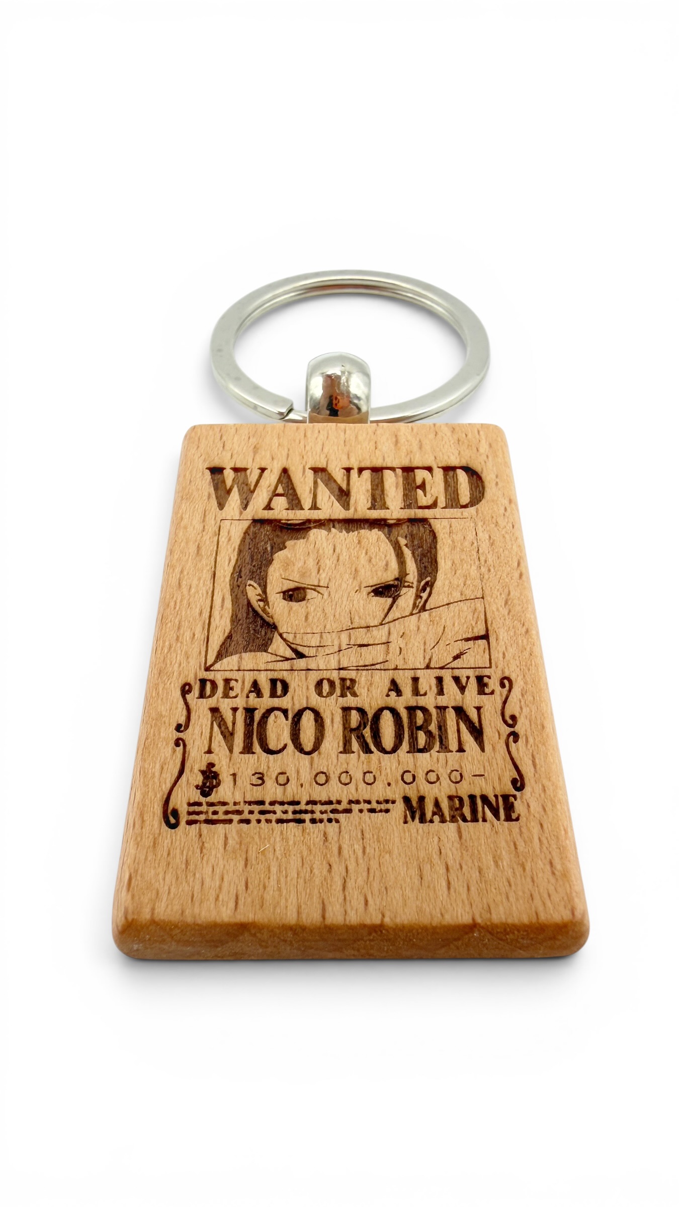 Nico Robin Wanted - Portachiavi in legno inciso 