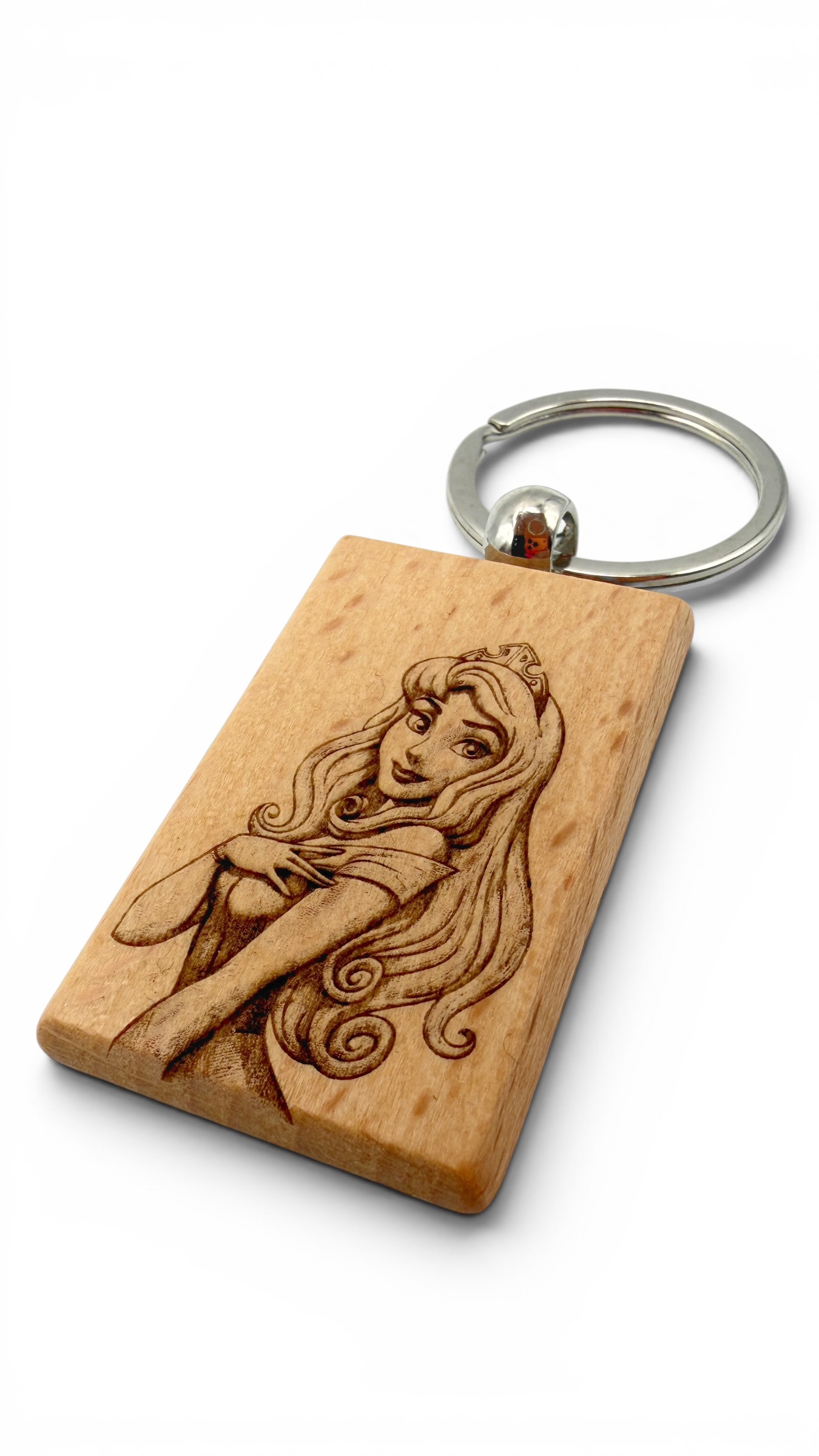 Rapunzel - Portachiavi in legno inciso 