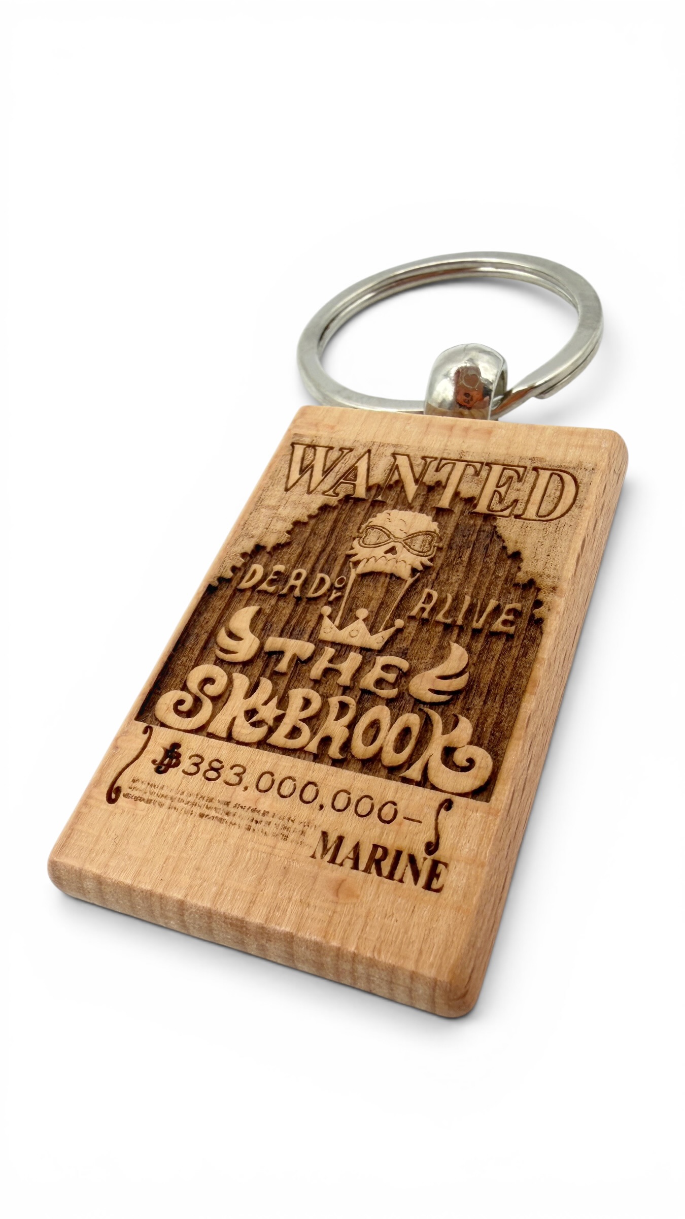 Brook Wanted - Portachiavi in legno inciso 