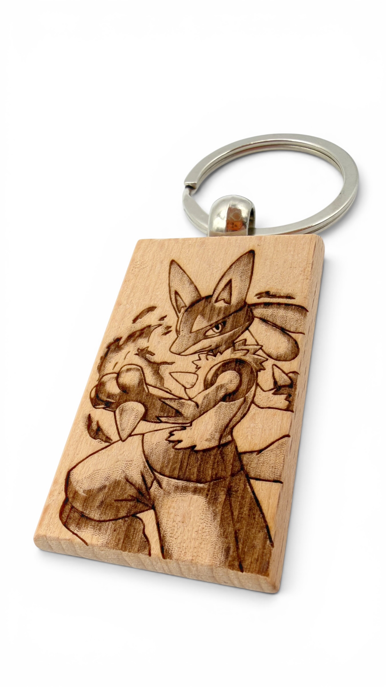 Lucario Pokemon - Portachiavi in legno inciso 