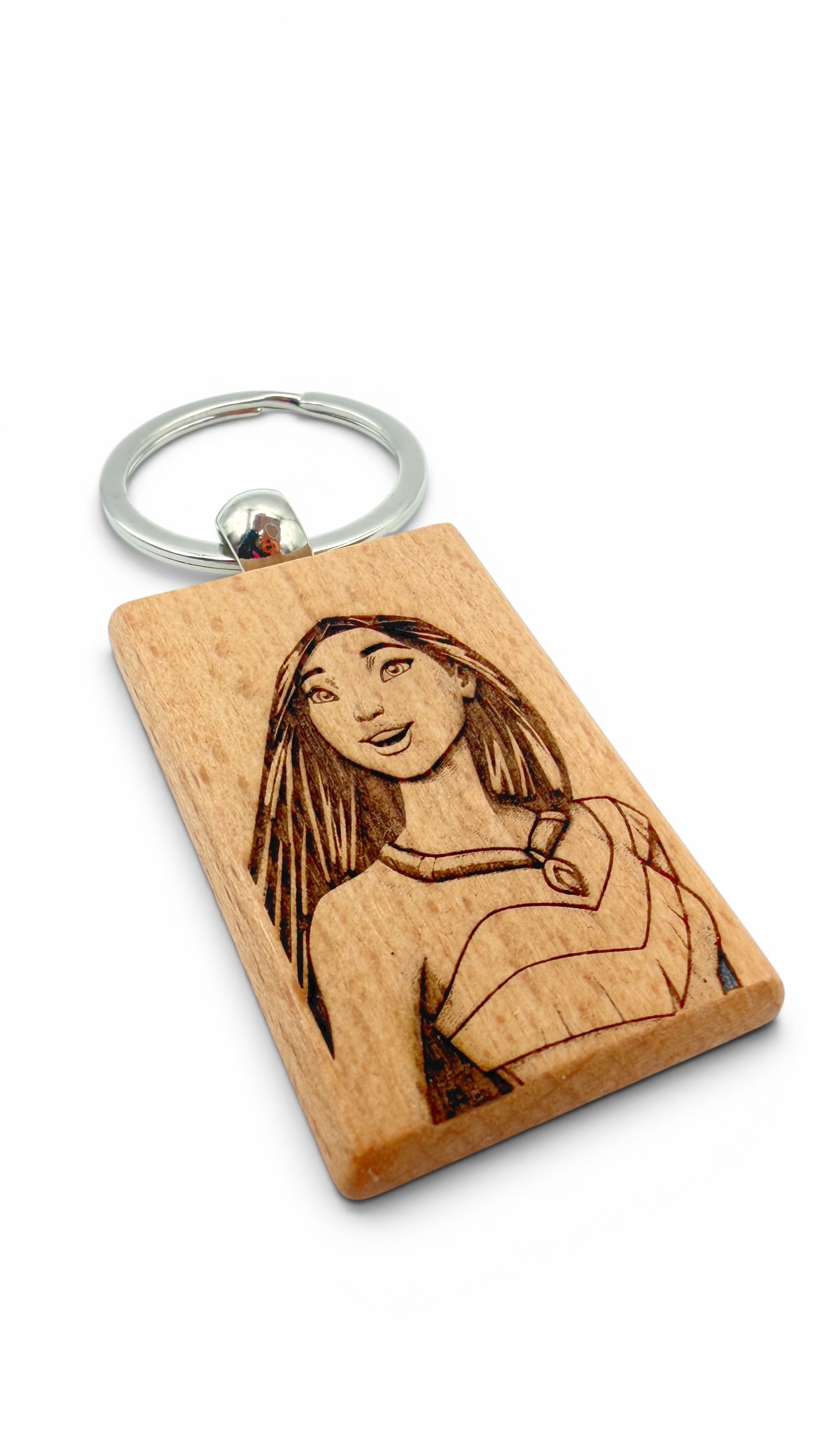 Pocahontas - Portachiavi in legno inciso 
