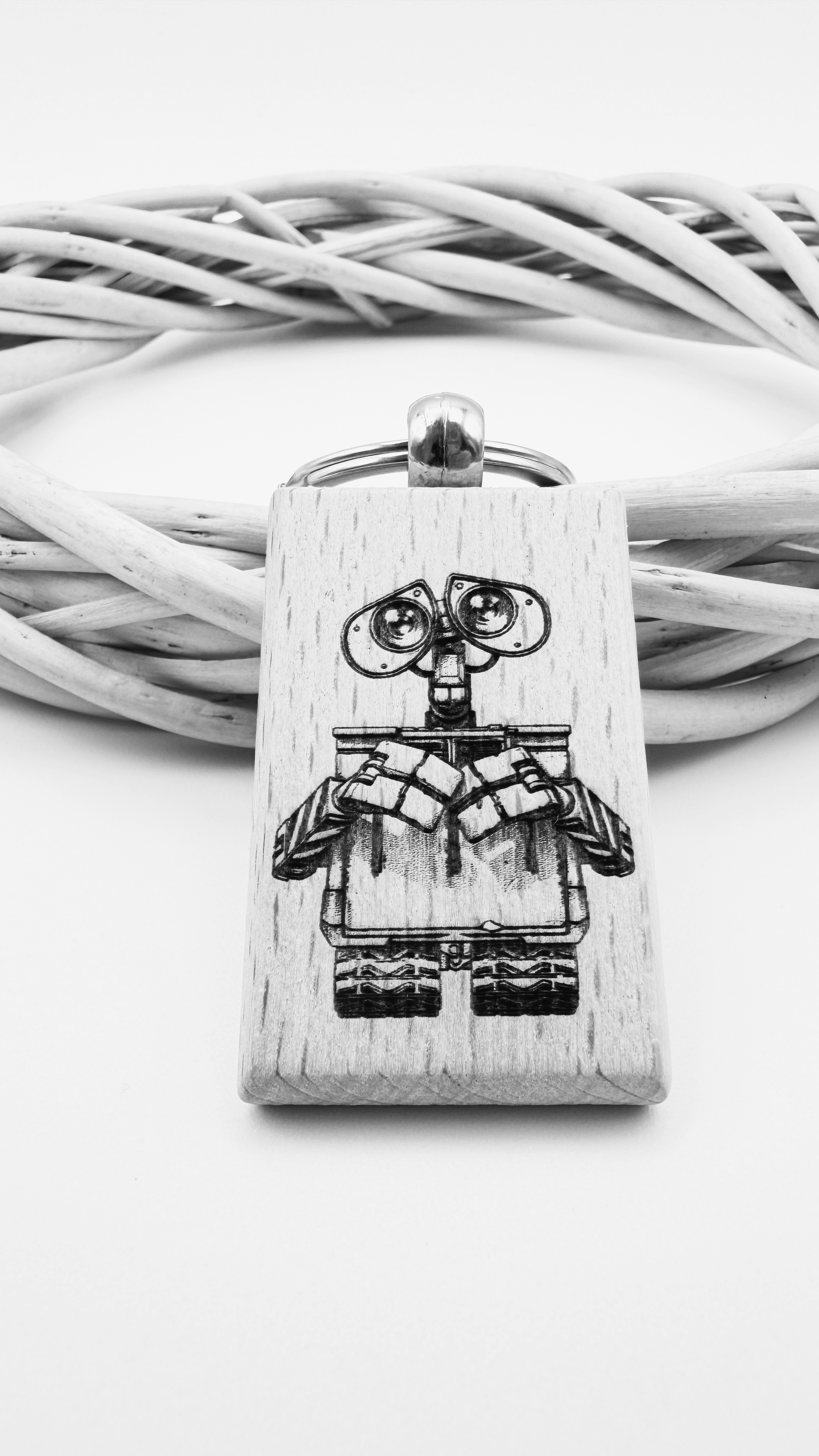 Wall-e - Portachiavi in legno inciso 