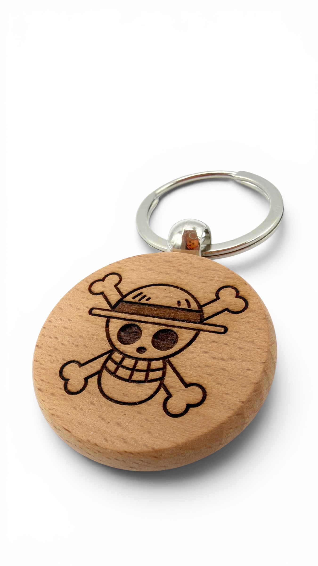 Jolly Roger Luffy One Piece - Portachiavi in legno inciso 