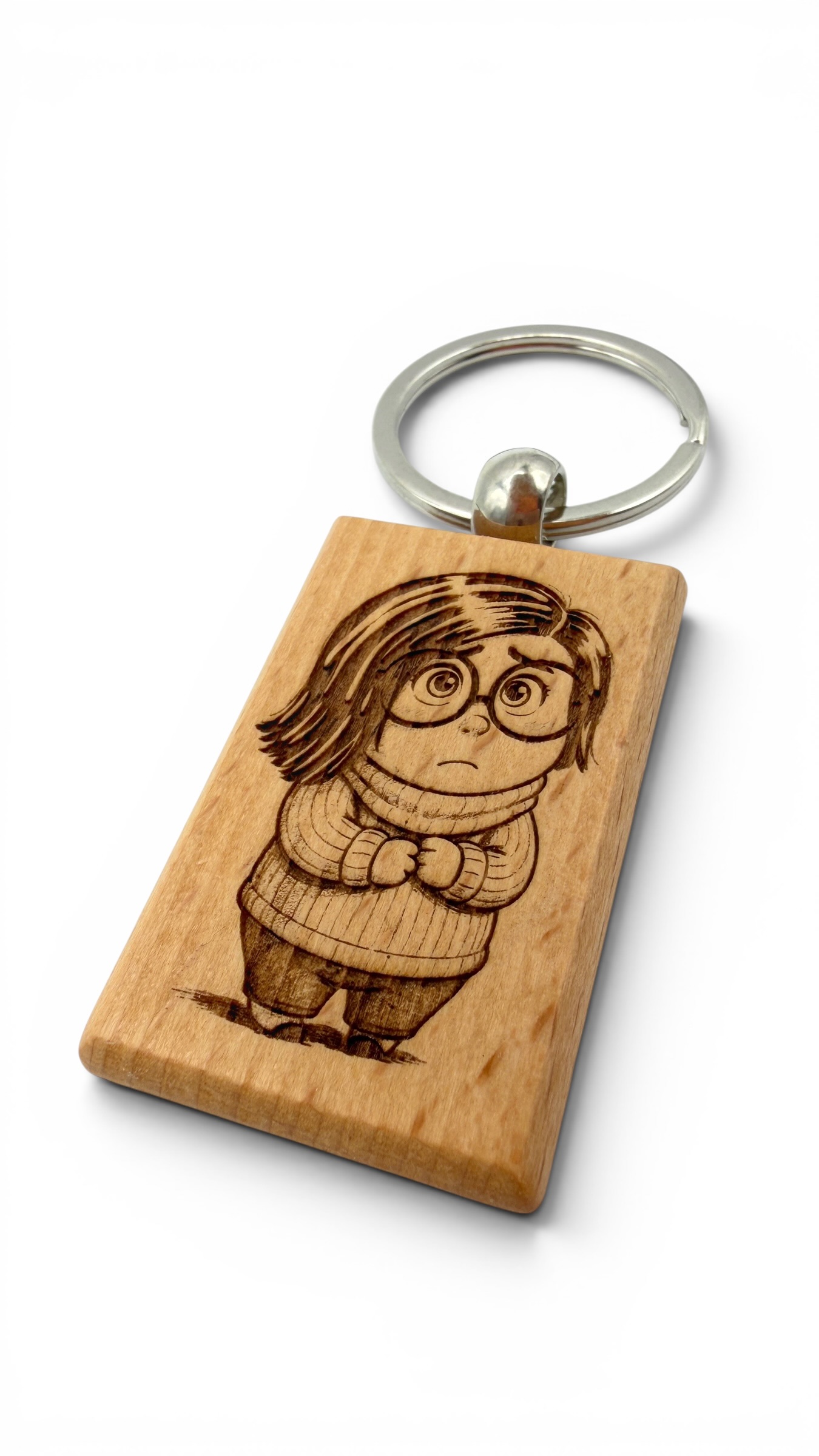 Timidezza Inside out - Portachiavi in legno inciso 