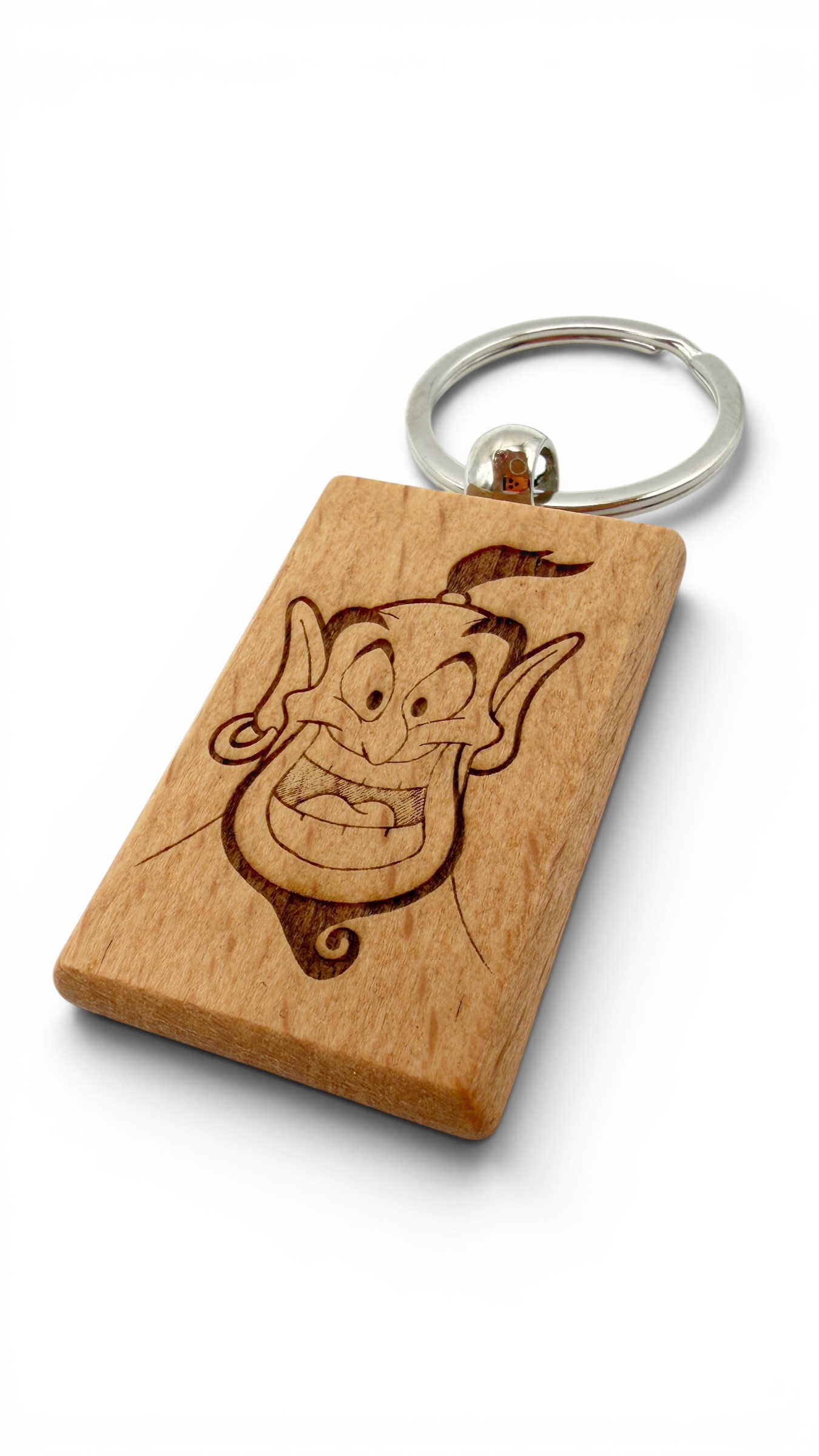Genio Aladin - Portachiavi in legno inciso 