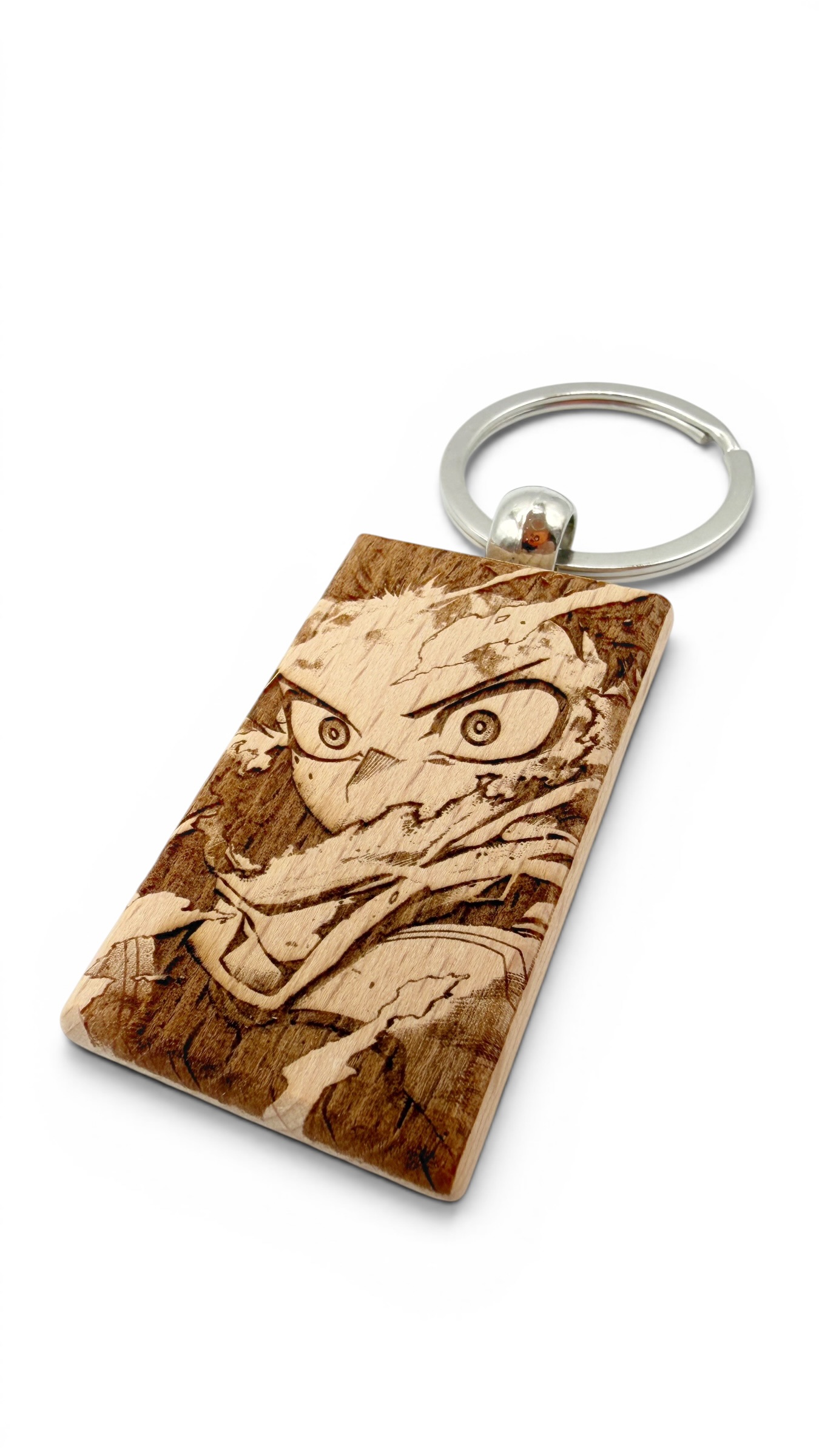 Deku Volto My hero accademia - Portachiavi in legno inciso 