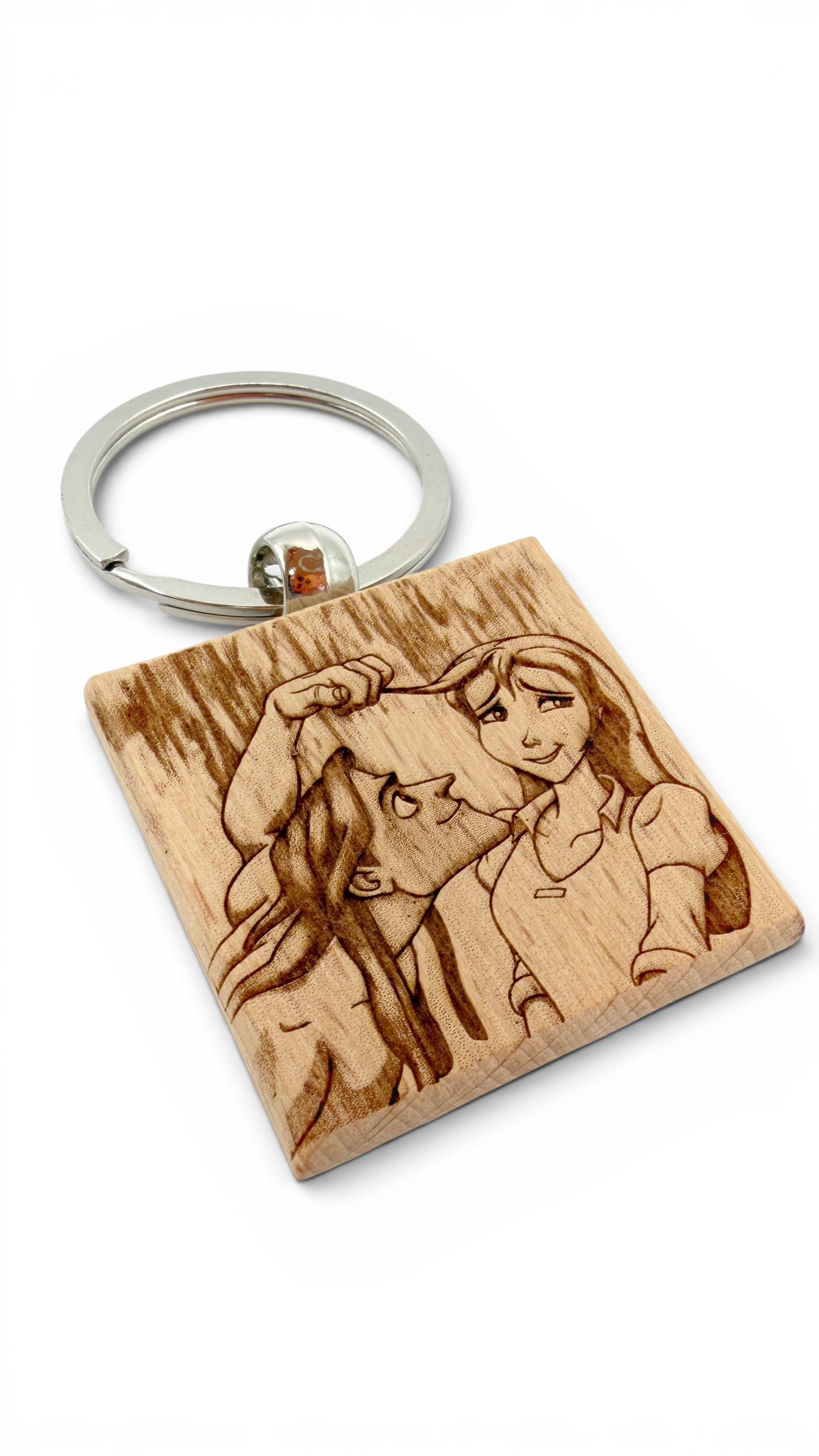 Tarzan e Jane - Portachiavi in legno inciso 