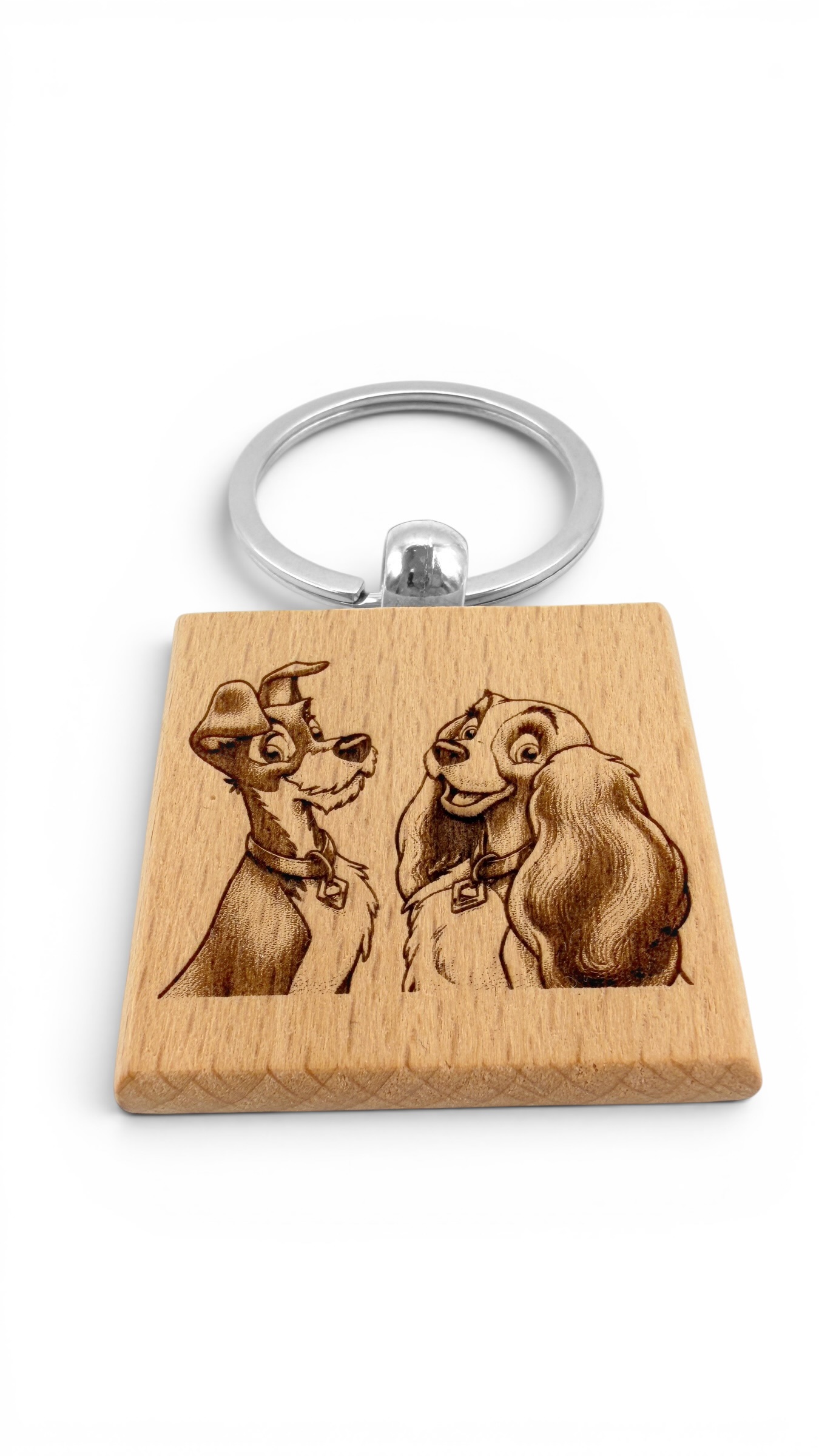 Lilli e il Vagabondo - Portachiavi in legno inciso 