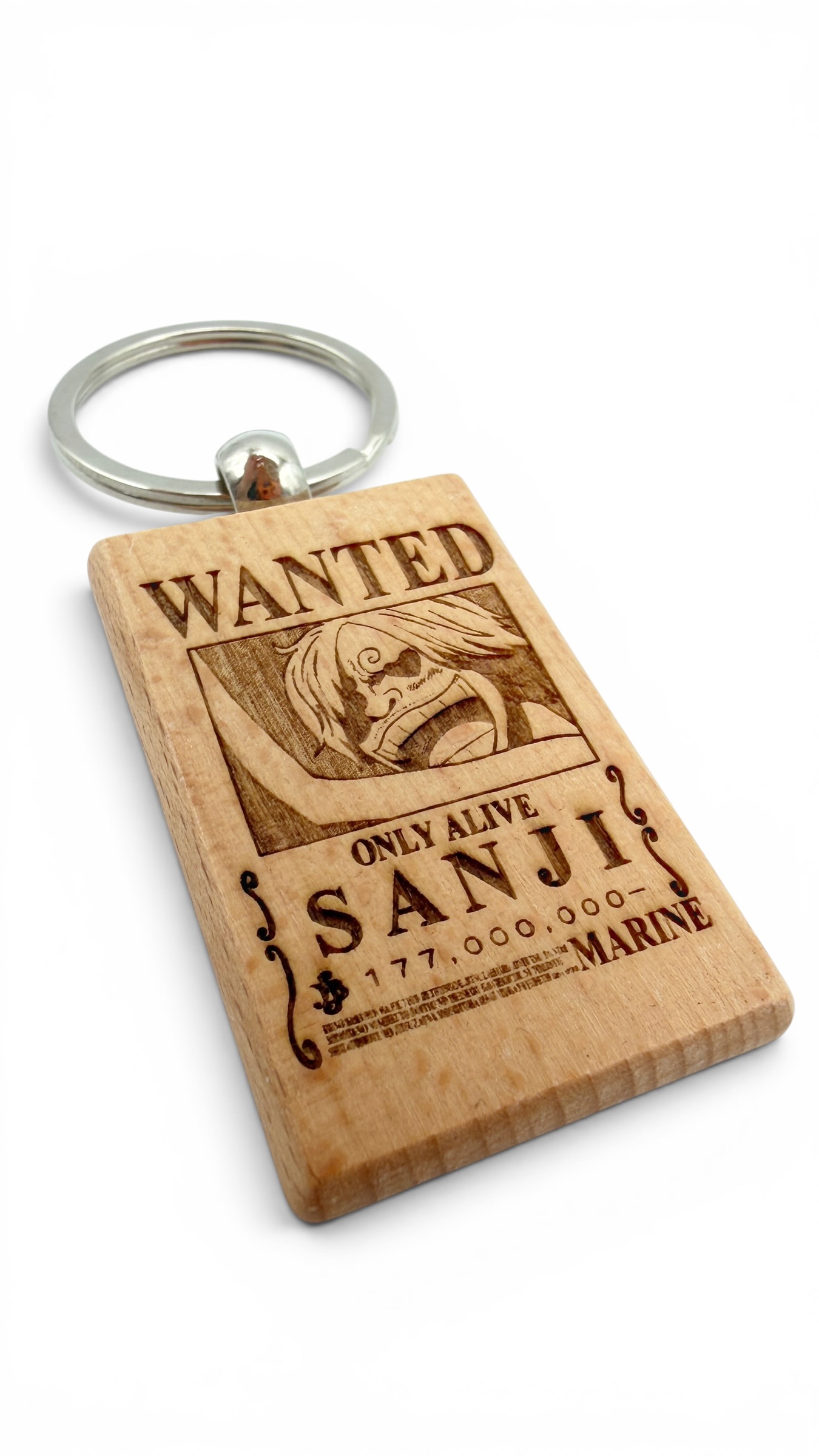 Sanji Wanted - Portachiavi in legno inciso 