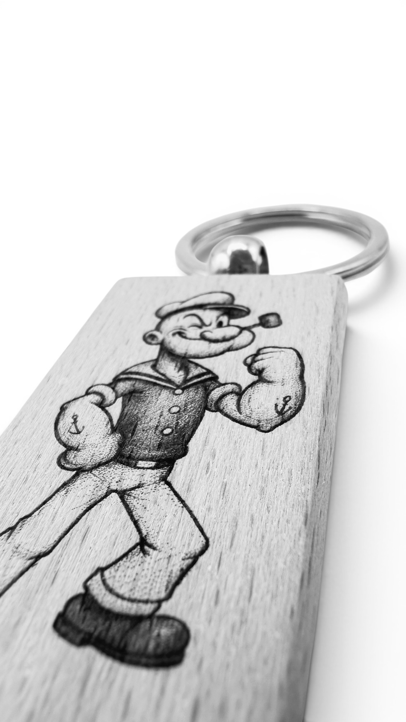 Braccio di Ferro - Portachiavi in legno inciso
