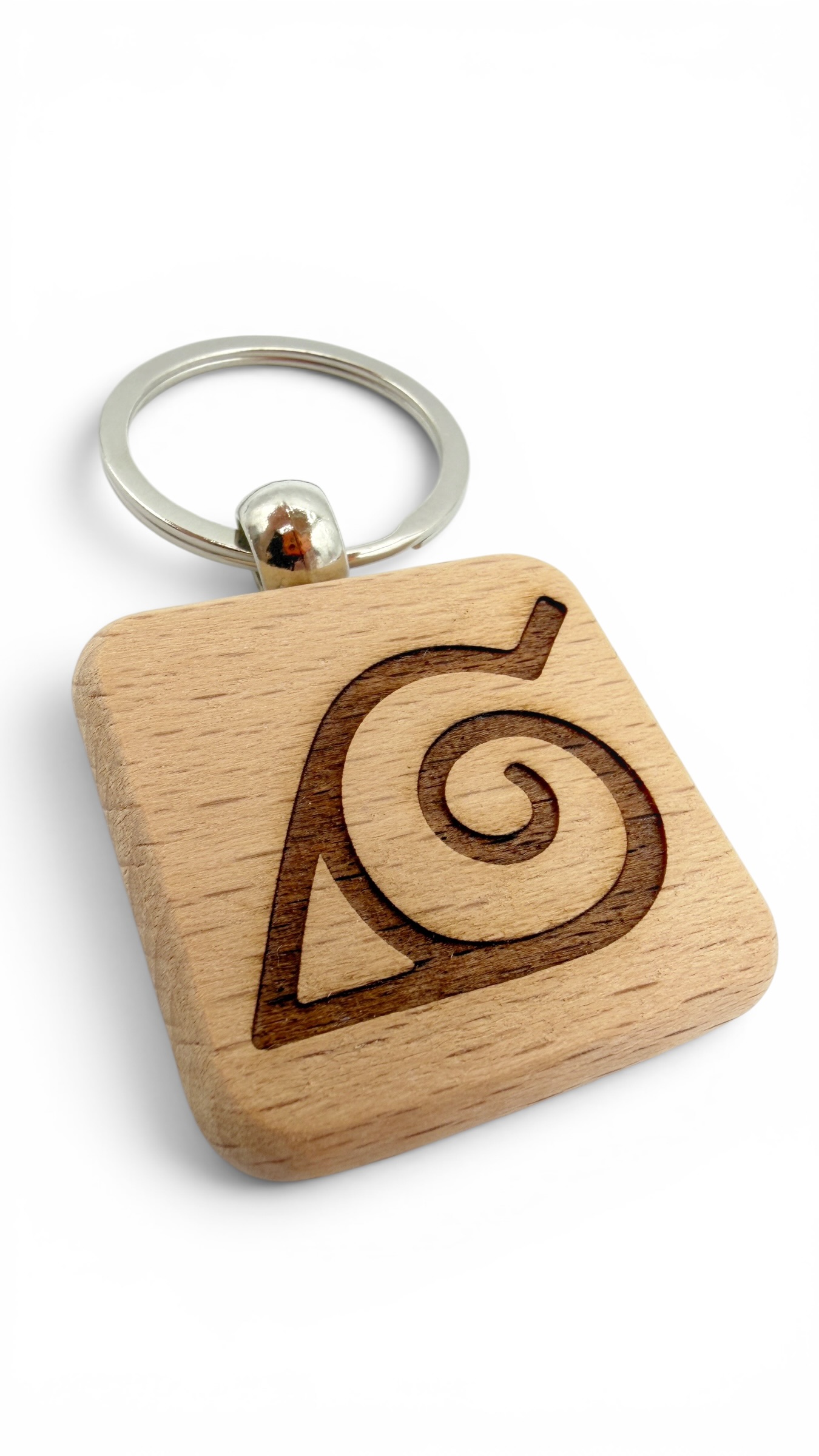 Foglia Naruto - Portachiavi in legno inciso 