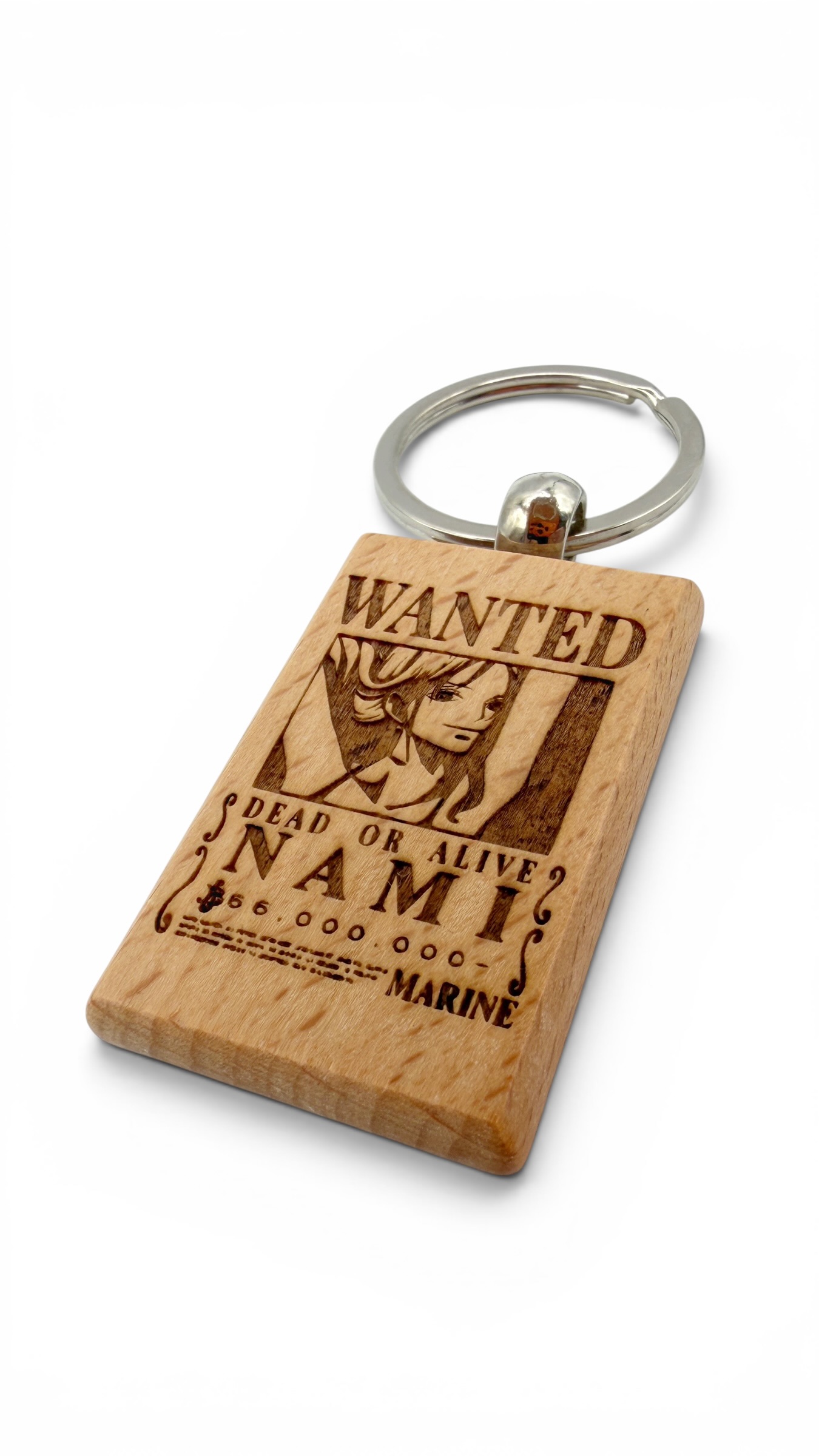 Nami Wanted - Portachiavi in legno inciso 