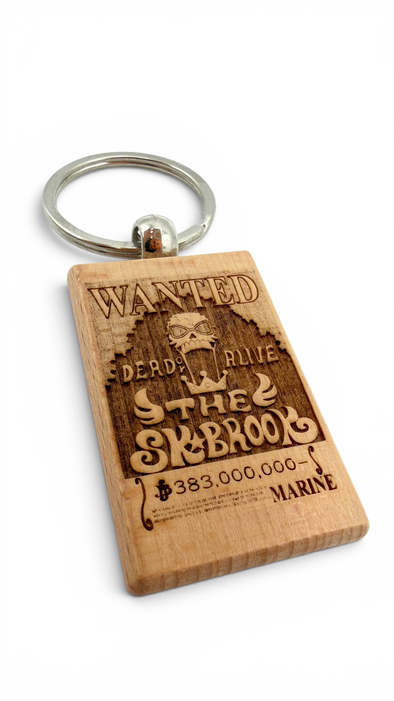 Brook Wanted - Portachiavi in legno inciso 