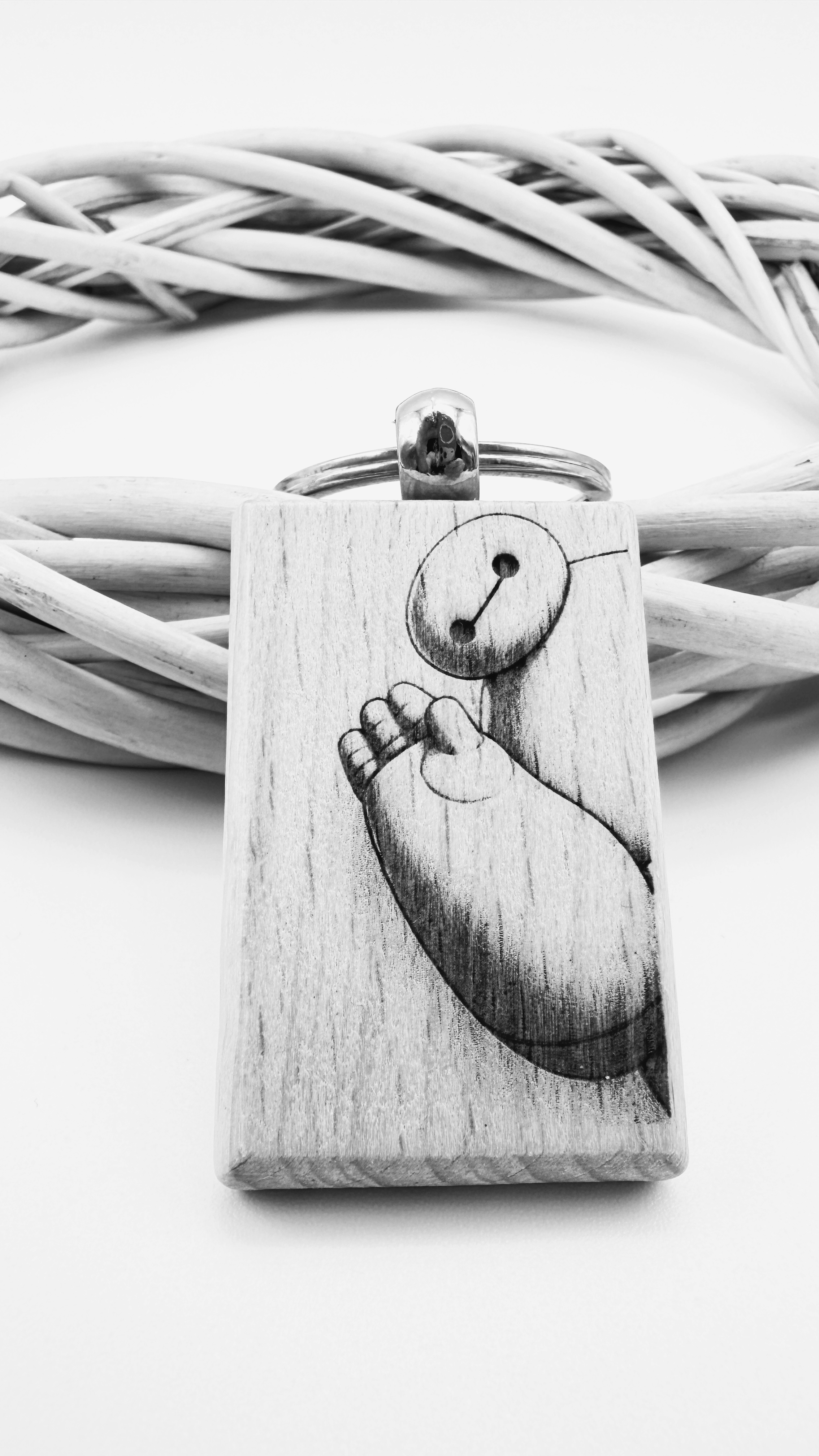 Baymax Big Hero - Portachiavi in legno inciso 