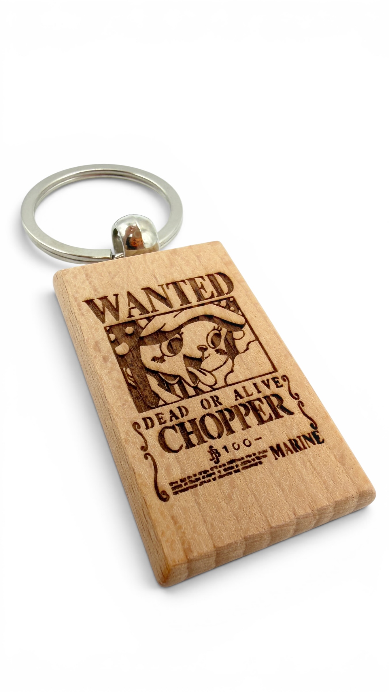 Chopper Wanted - Portachiavi in legno inciso 