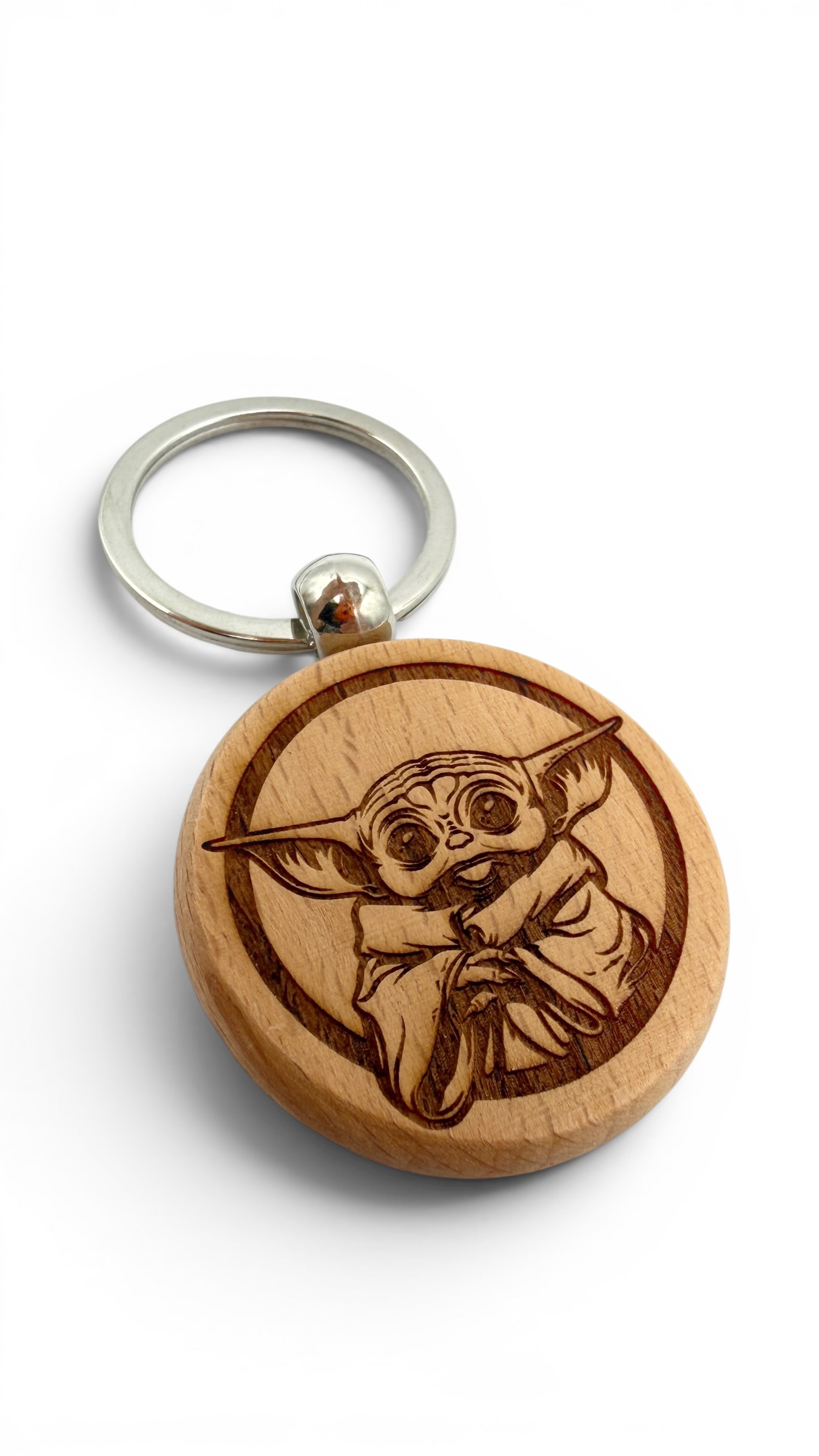 Grogu Baby Yoda - Portachiavi in legno inciso 