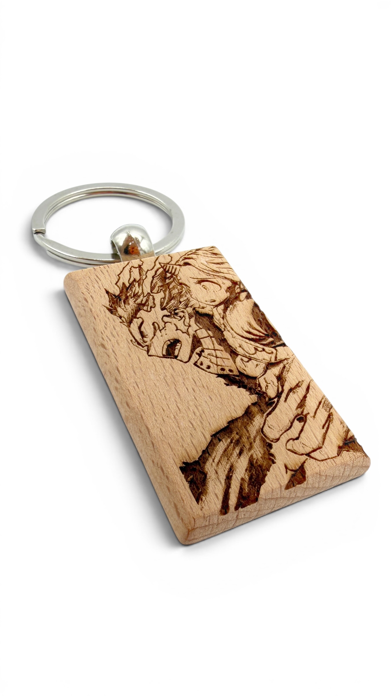 Deku e Eri My hero accademia - Portachiavi in legno inciso 