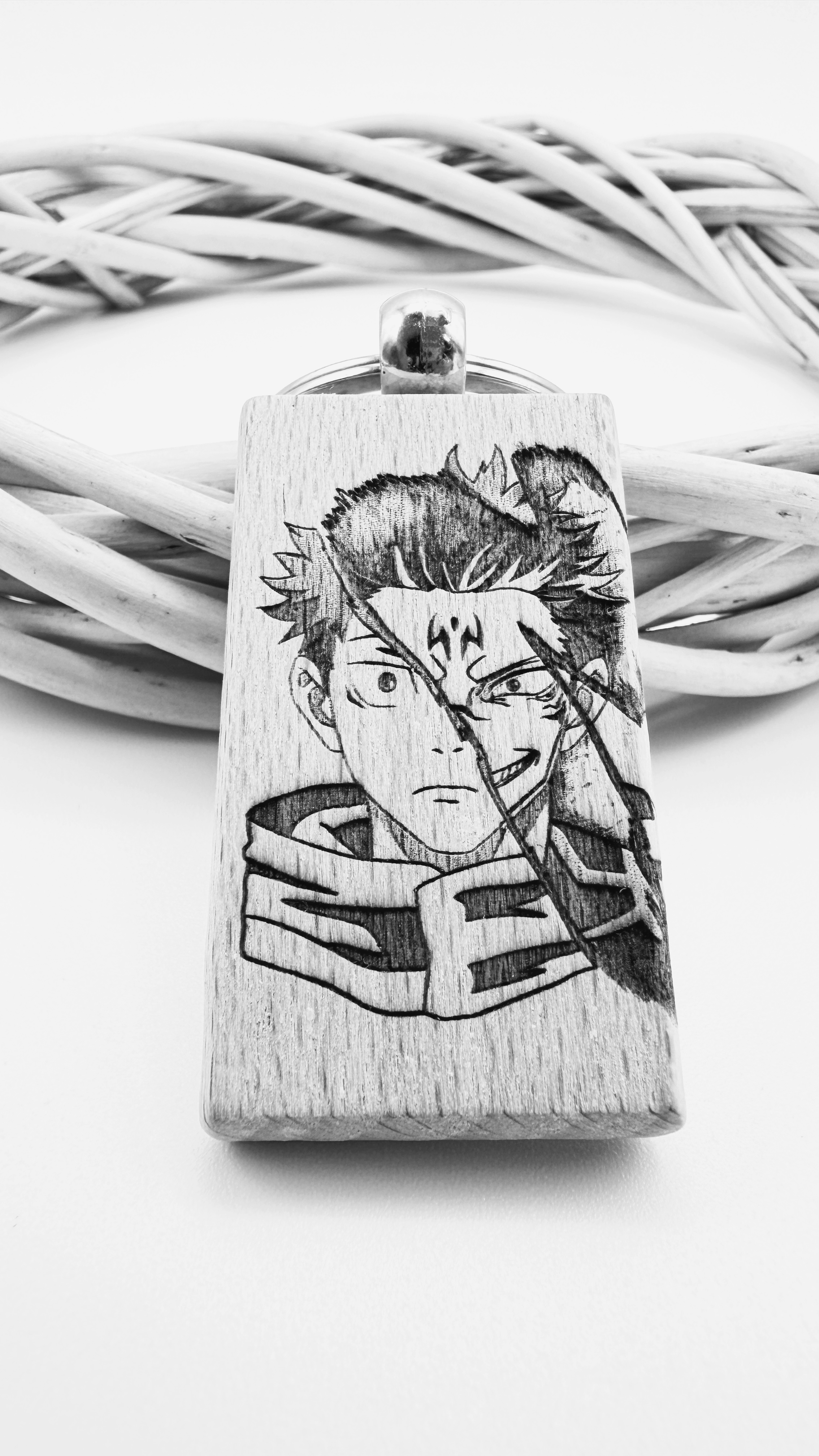  Yuji Itadori e Sukuna Jujutsu kaisen - Portachiavi in legno inciso 