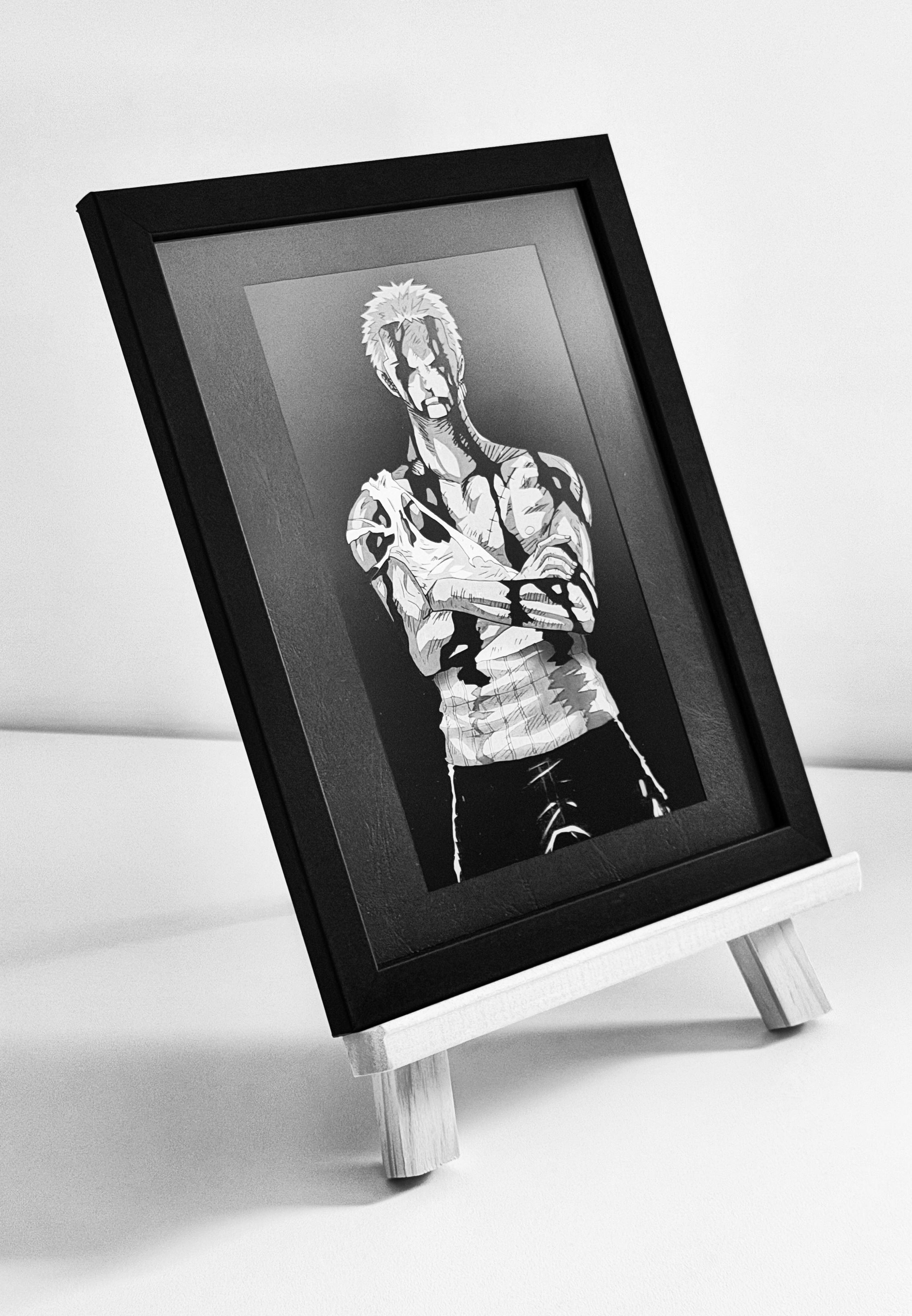 Zoro One Piece - Quadro inciso su alluminio con cornice