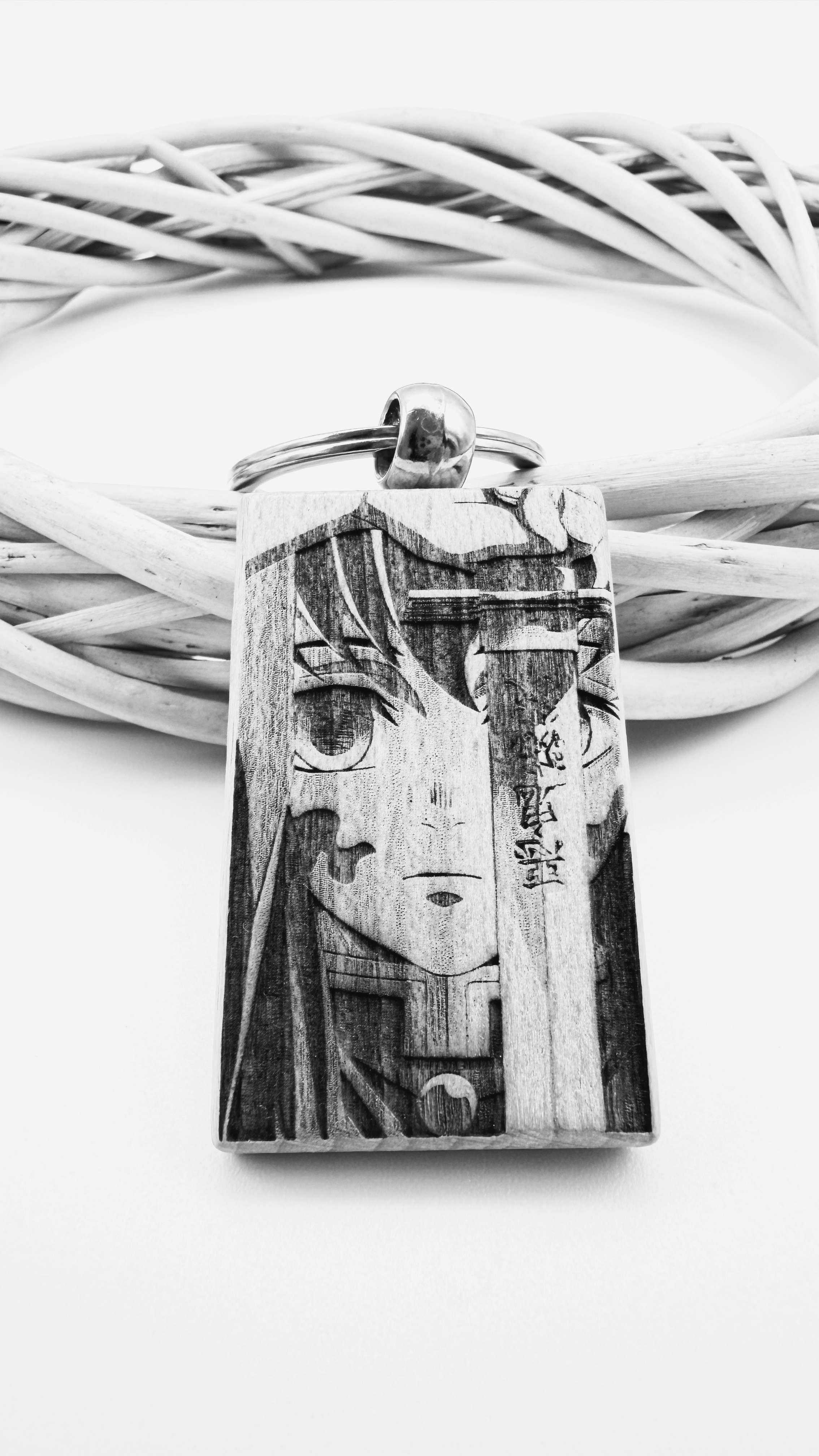 Muichiro Demon Slayer - Portachiavi in legno inciso 