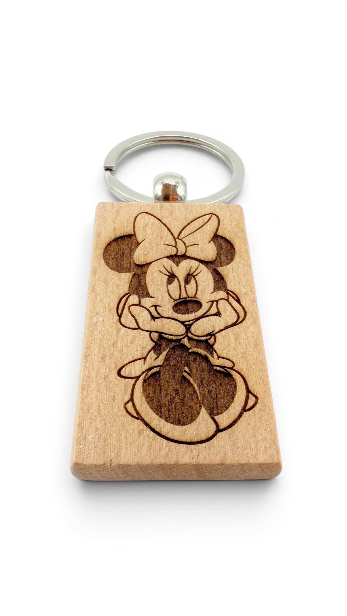 Minnie - Portachiavi in legno inciso 