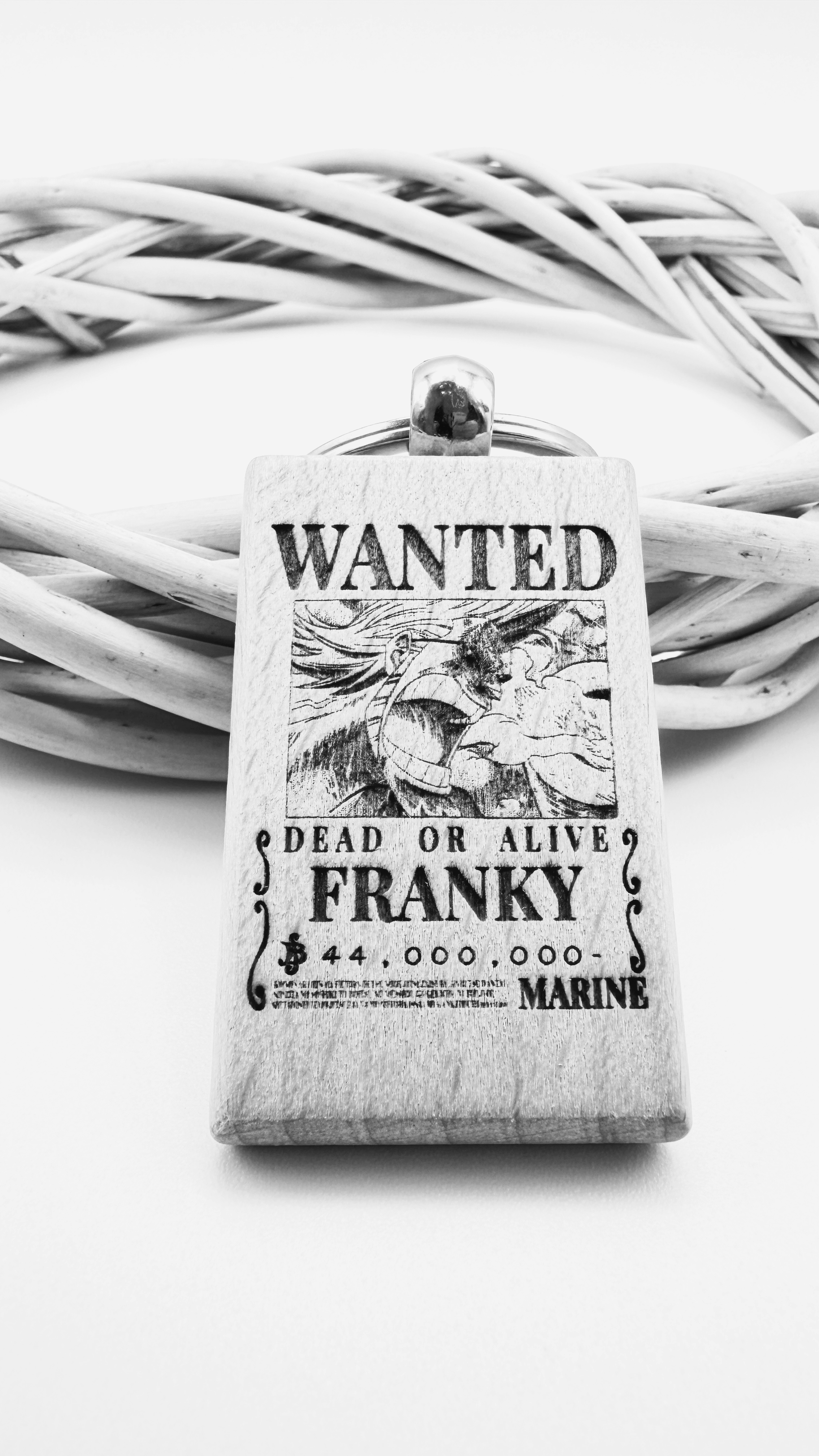 Franky Wanted - Portachiavi in legno inciso 