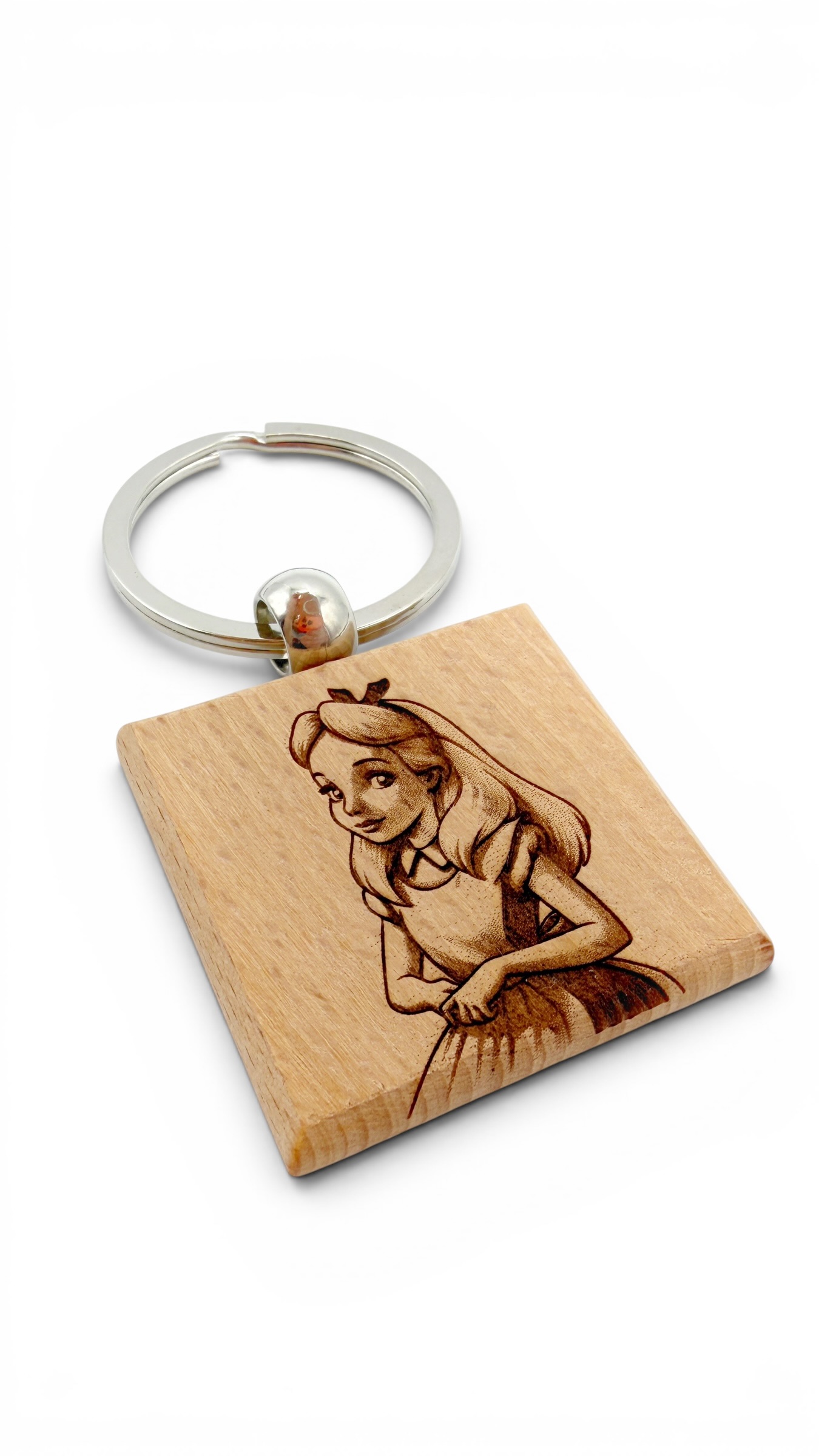Cenerentola - Portachiavi in legno inciso 