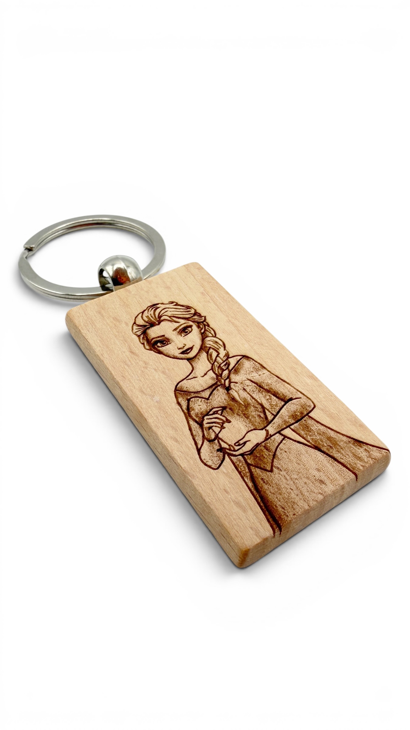 Elsa Frozen - Portachiavi in legno inciso