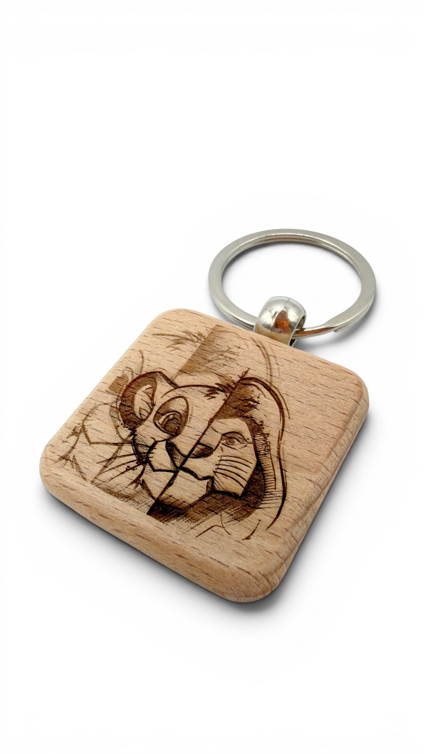 Il re leone - Portachiavi in legno inciso 