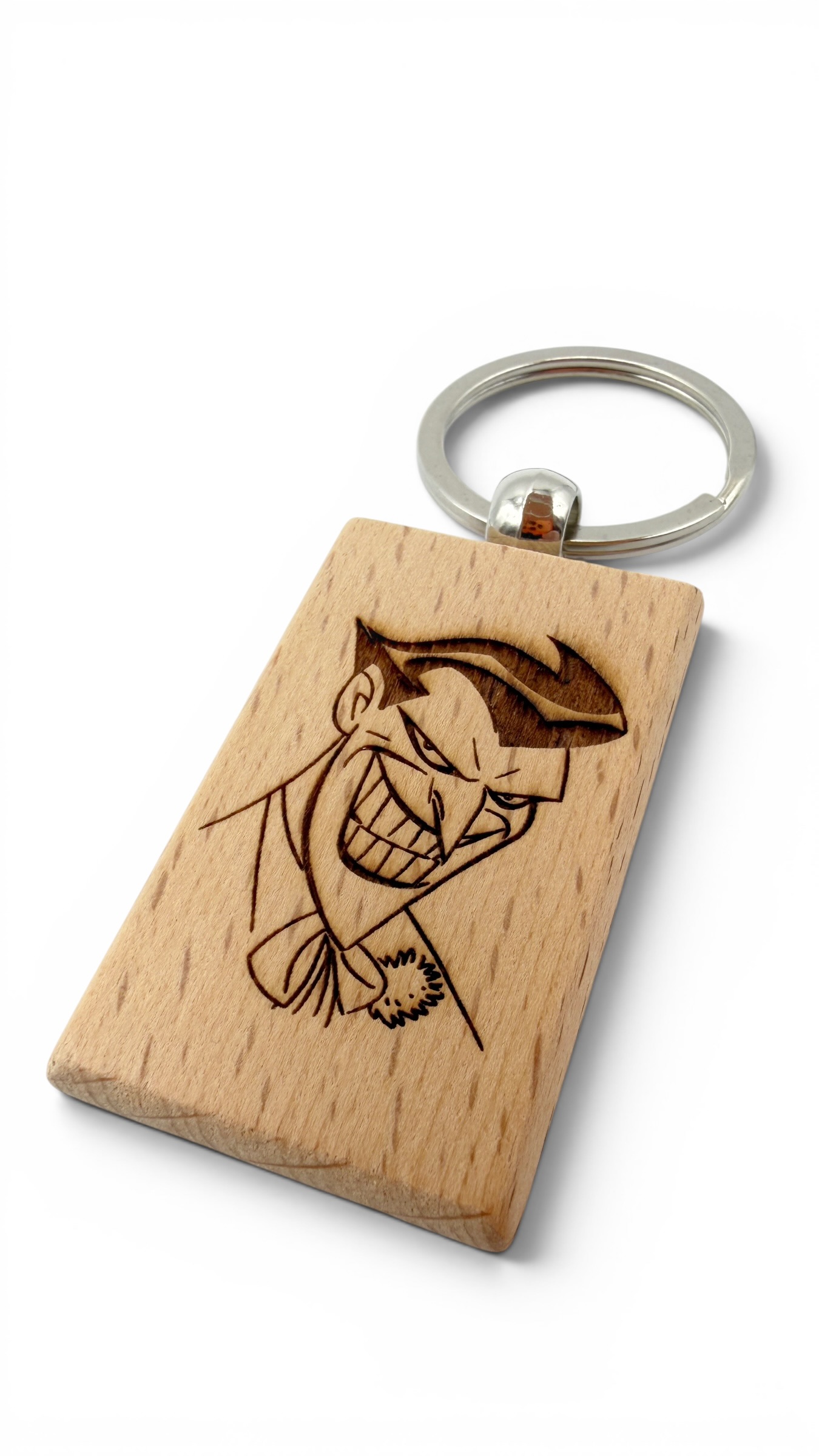 Joker - Portachiavi in legno inciso 