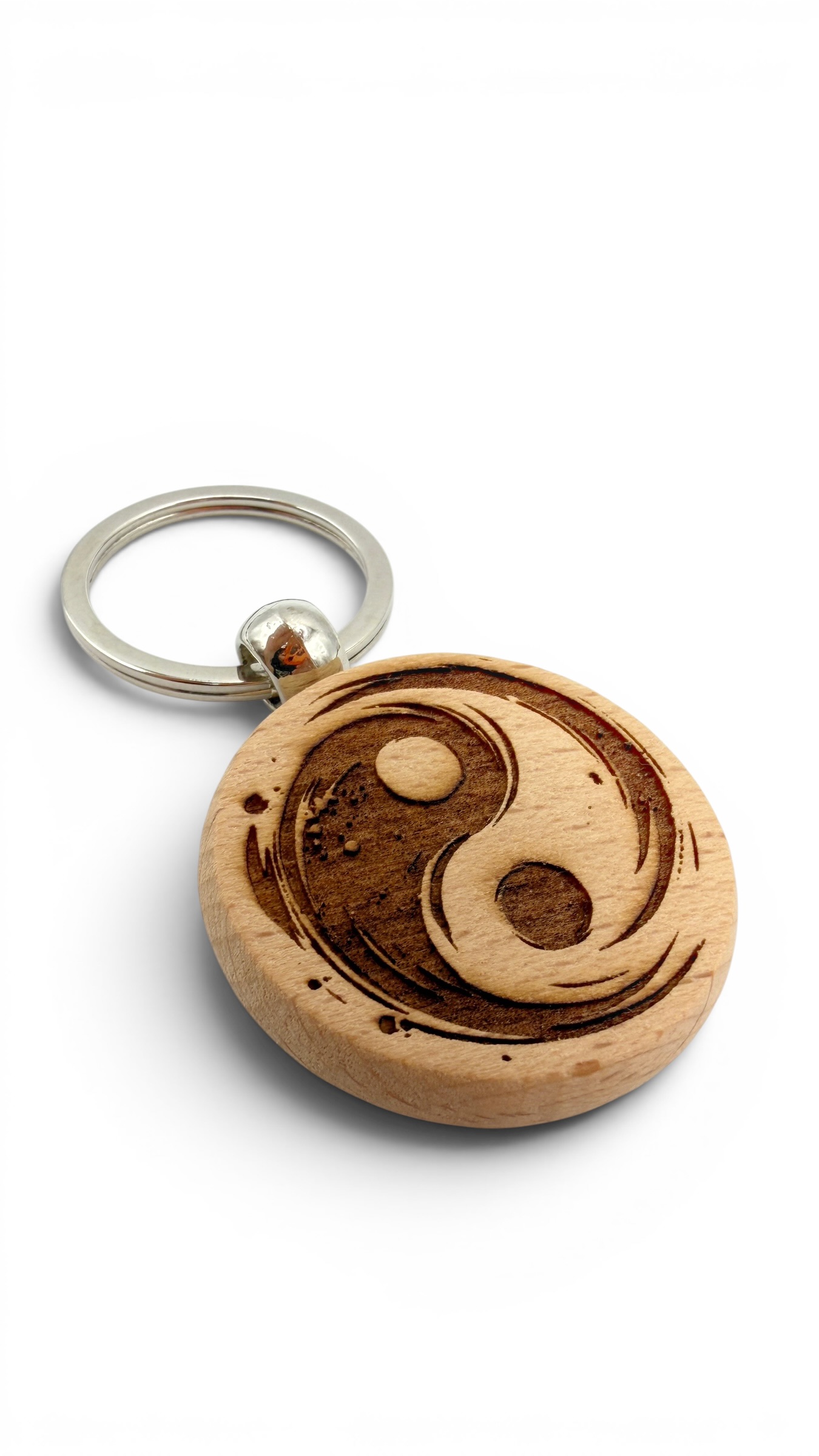 Yin e Yang - Portachiavi in legno inciso 