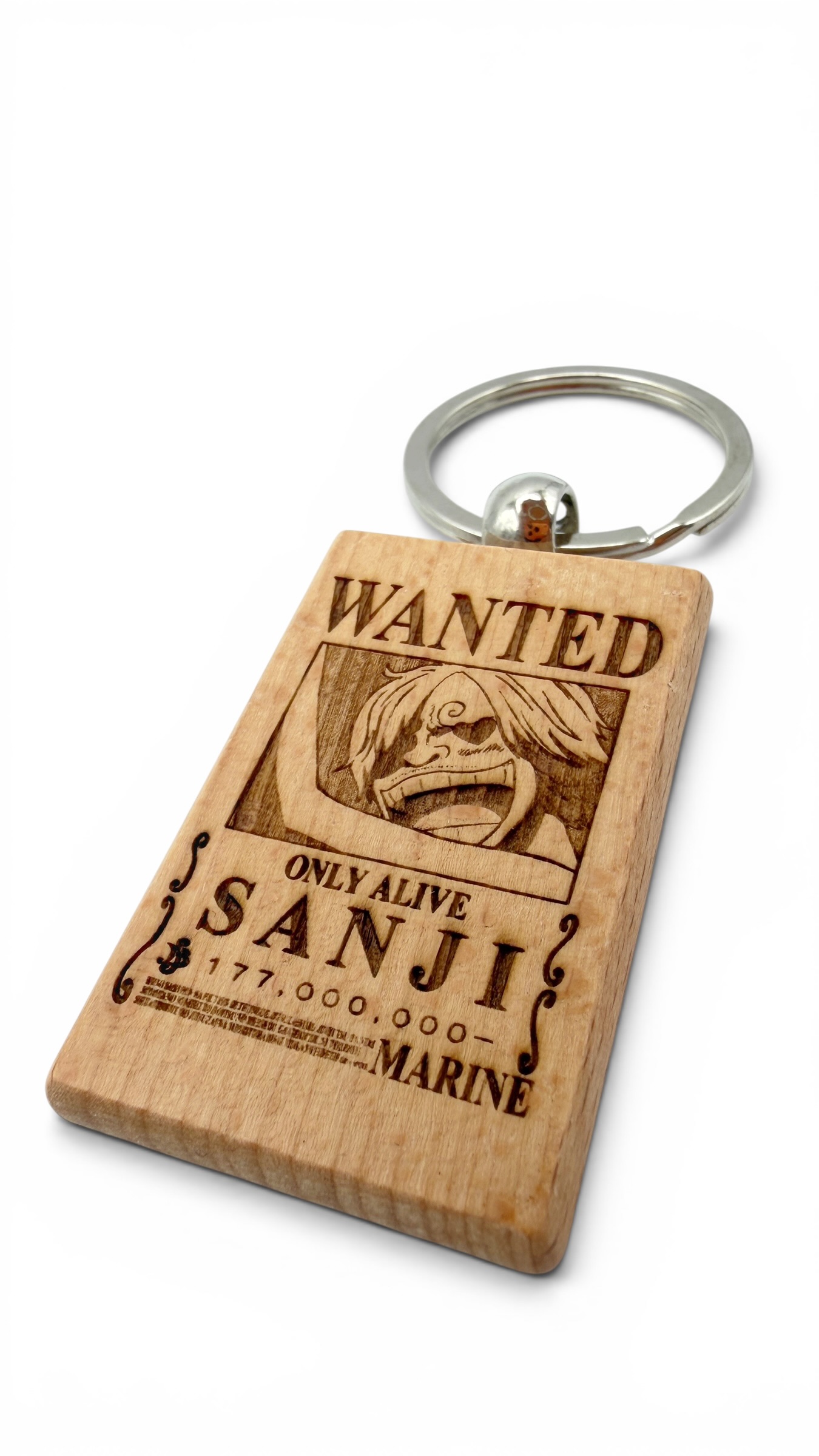 Sanji Wanted - Portachiavi in legno inciso