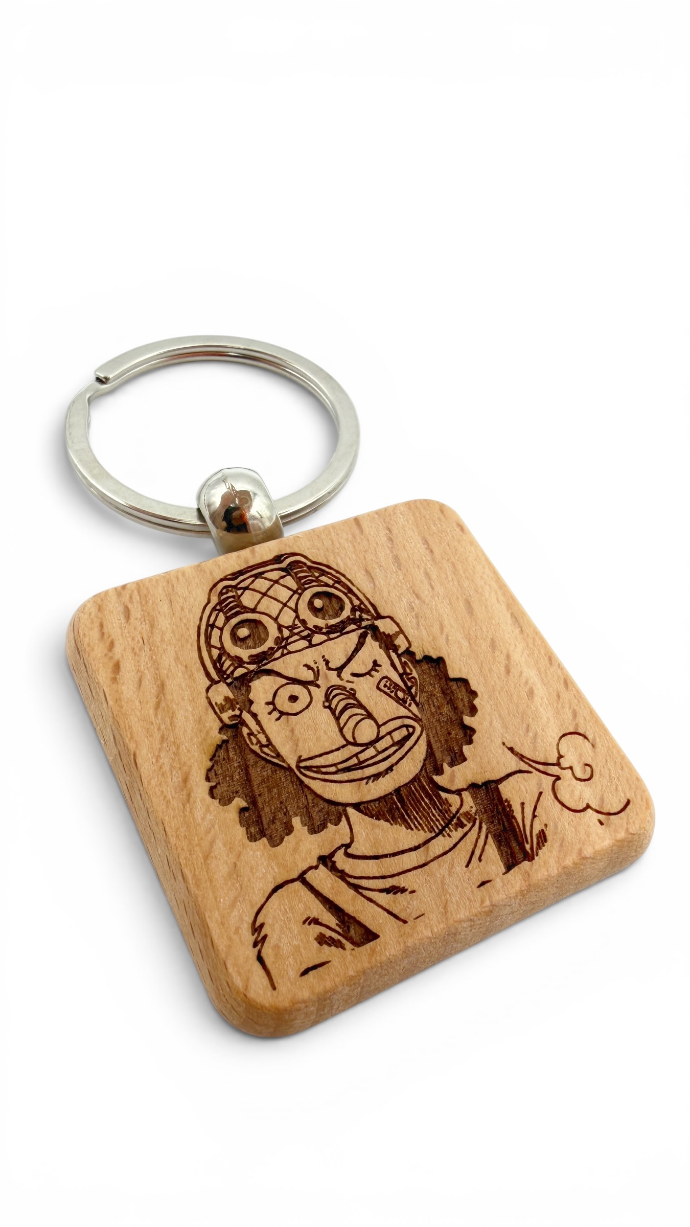 Usopp One Piece - Portachiavi in legno inciso 