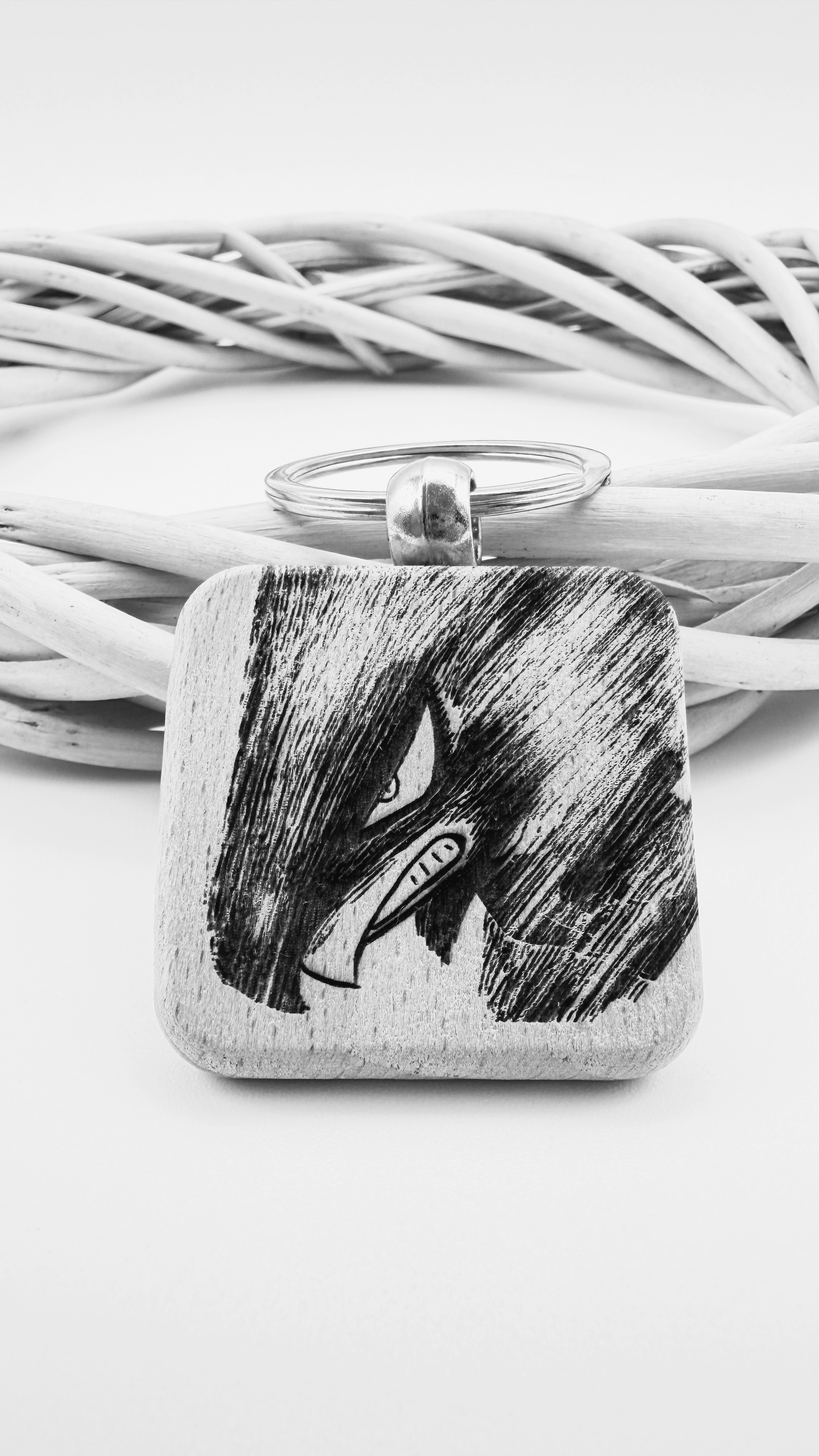 Tokoyami My hero accademia - Portachiavi in legno inciso 