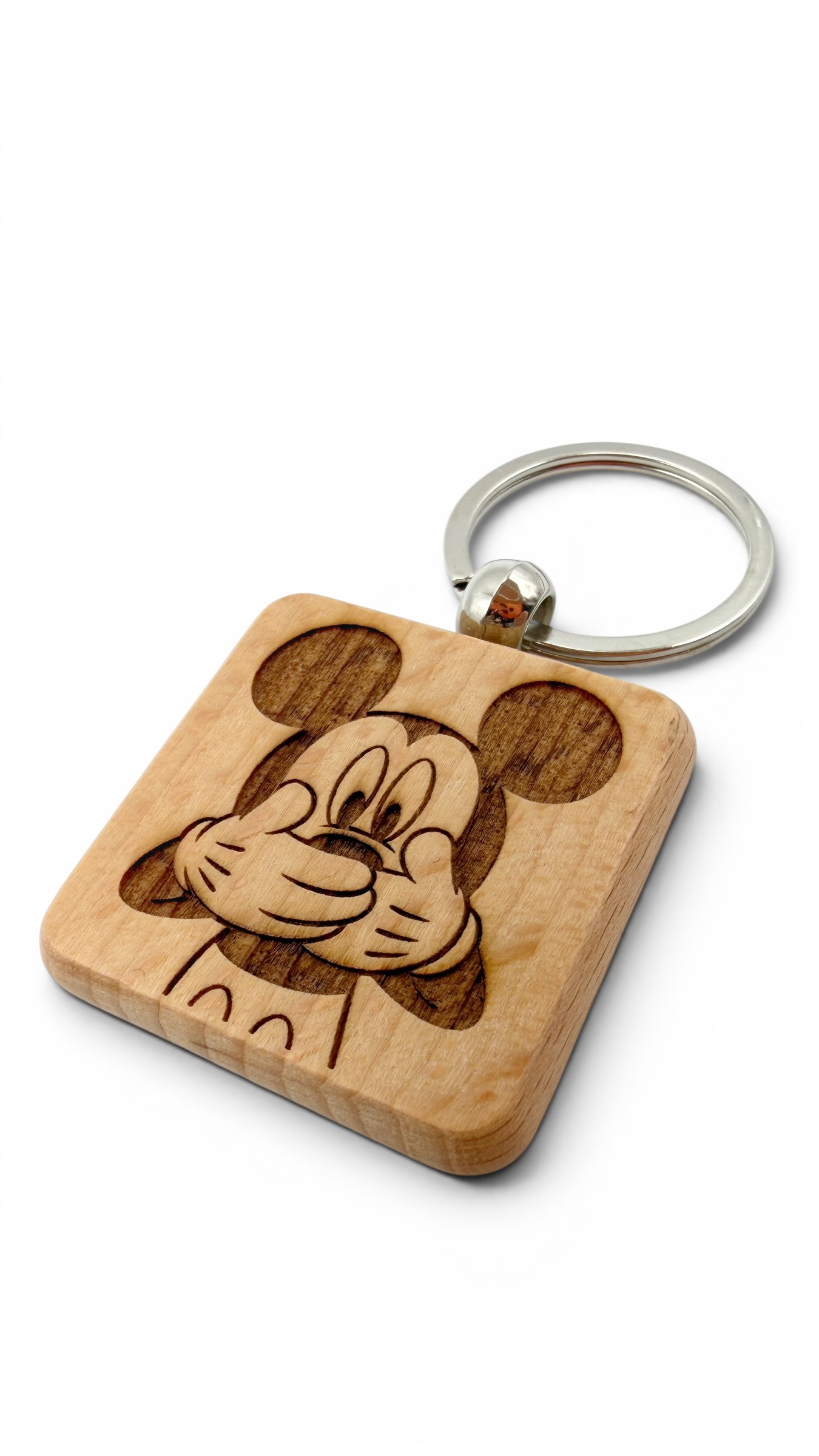 Topolino - Portachiavi in legno inciso 