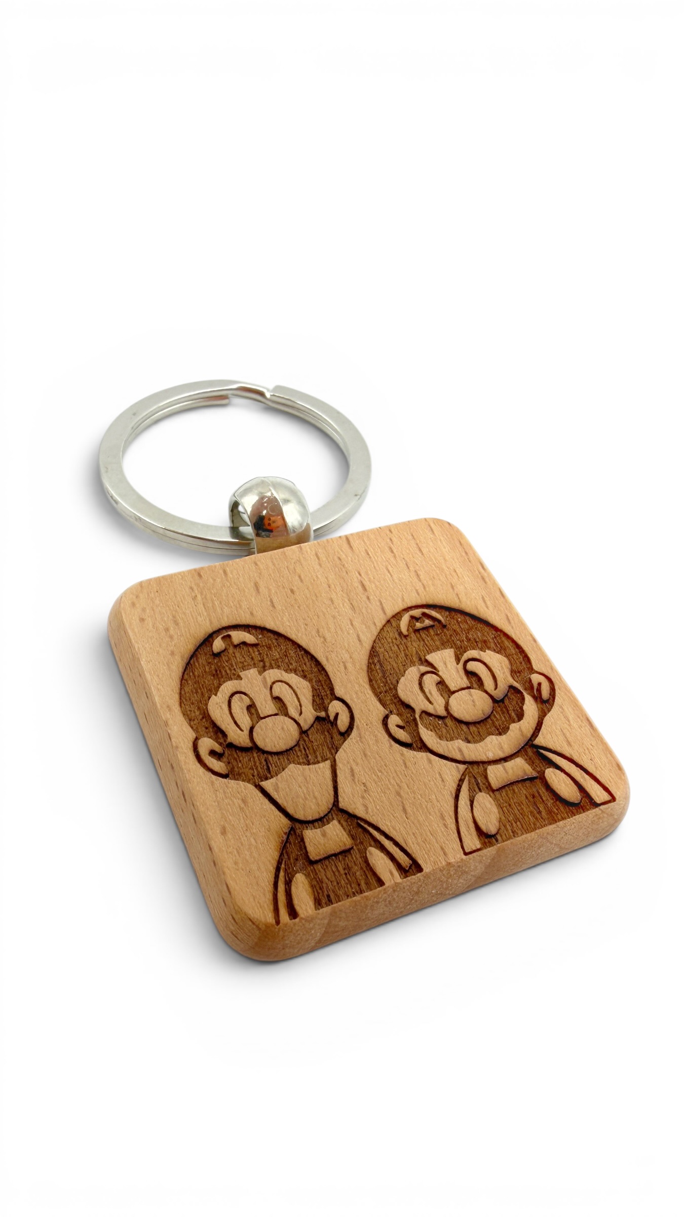 Super Mario - Portachiavi in legno inciso 
