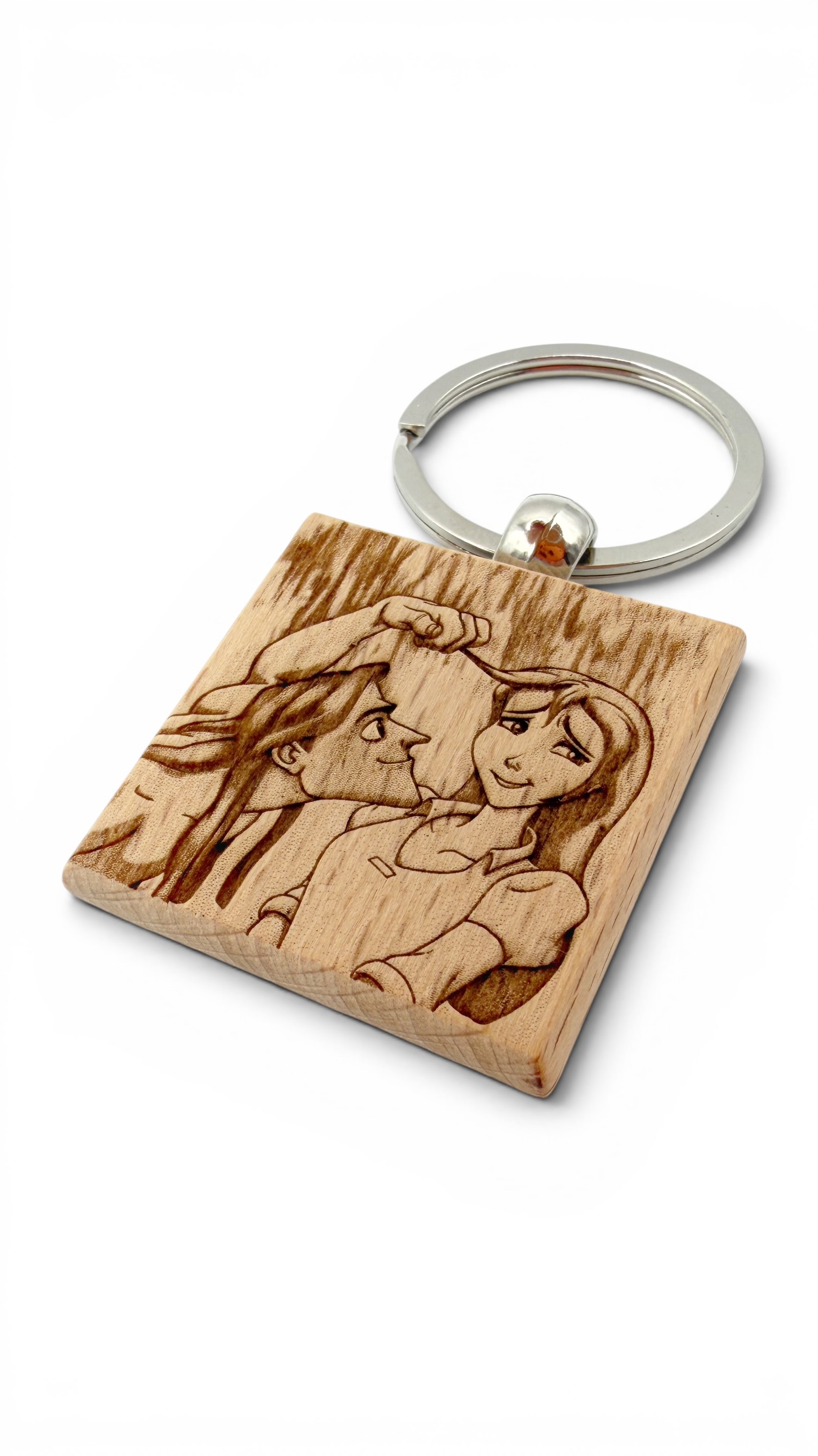 Tarzan e Jane - Portachiavi in legno inciso 