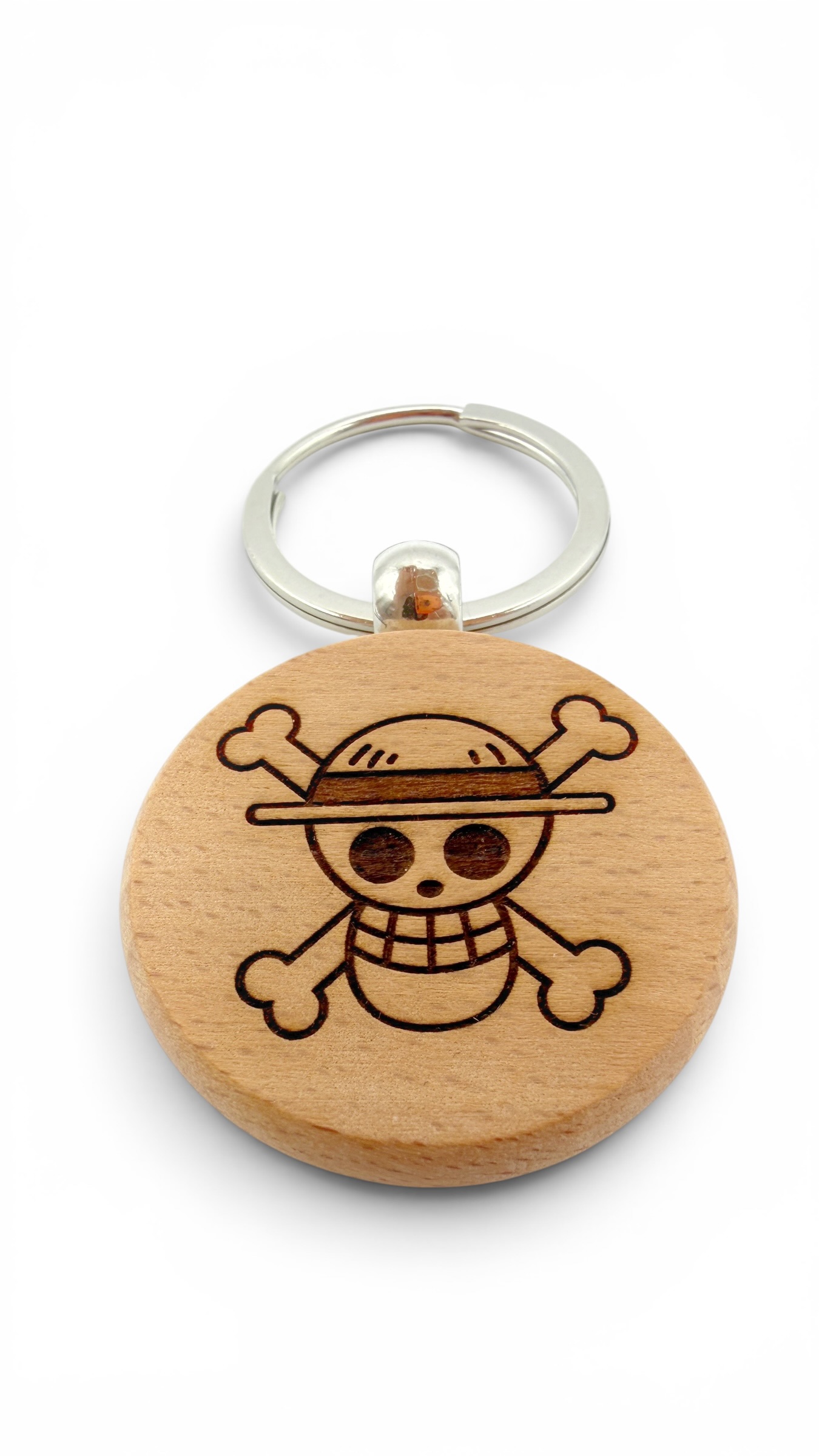 Jolly Roger Luffy One Piece - Portachiavi in legno inciso 