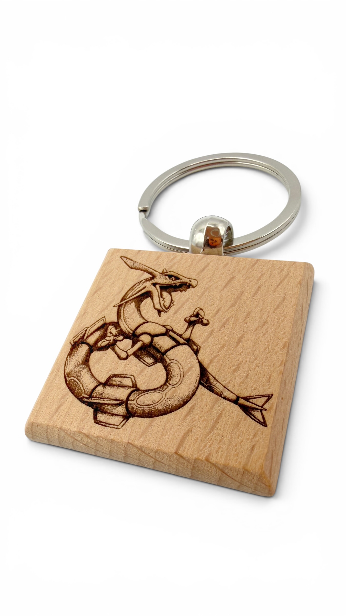 Rayquaza Pokemon - Portachiavi in legno inciso 