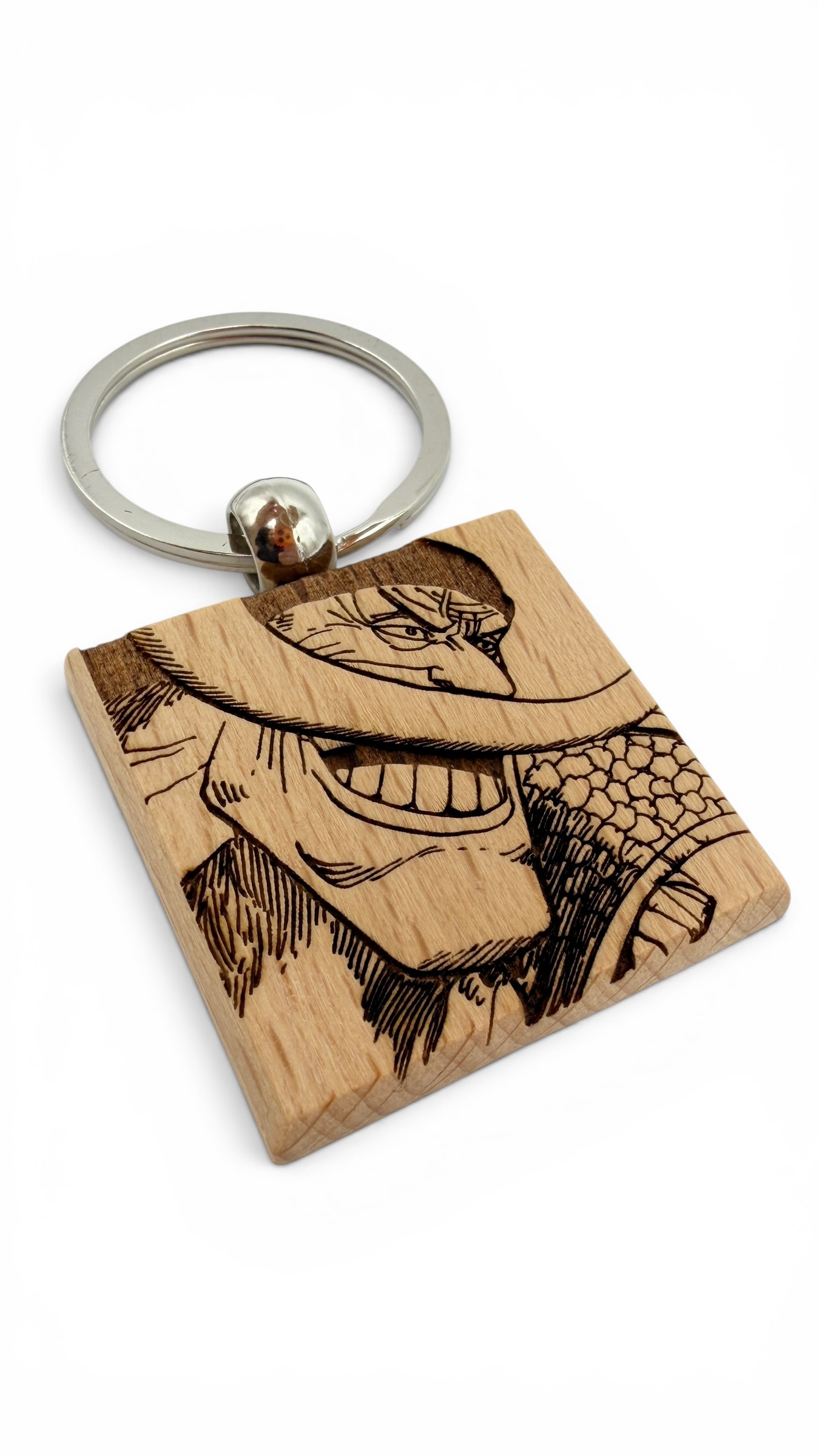 Barba Bianca One Piece - Portachiavi in legno inciso 