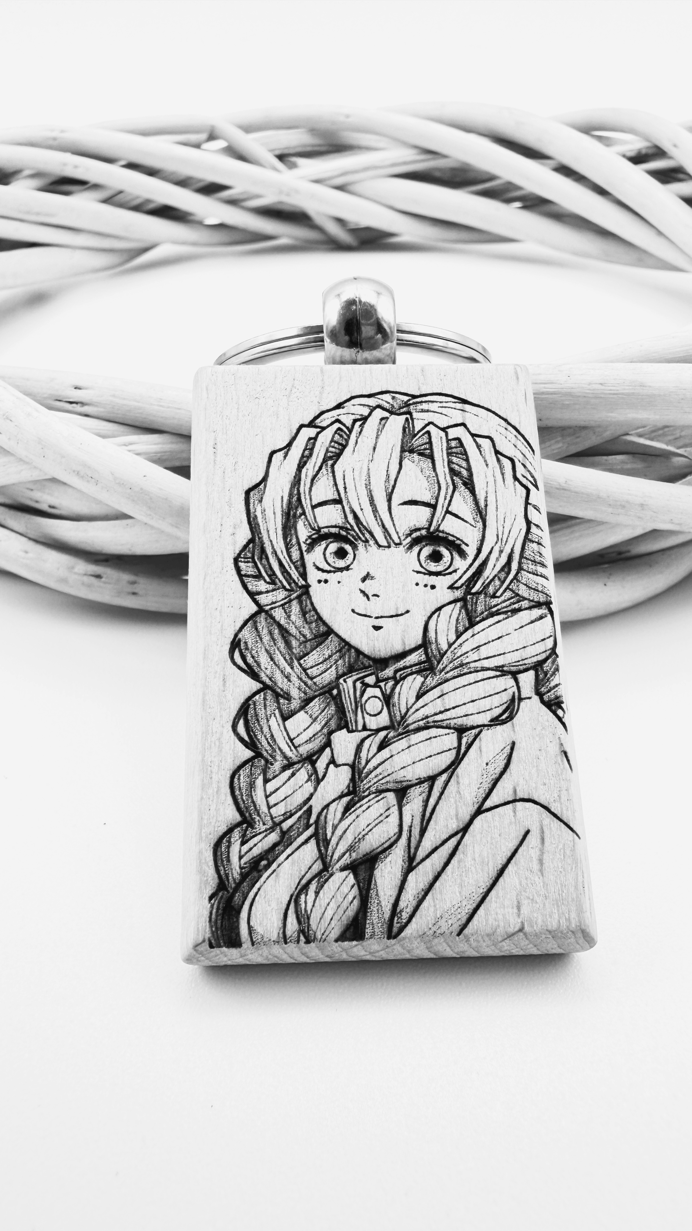 Mitsuri Demon Slayer - Portachiavi in legno inciso 